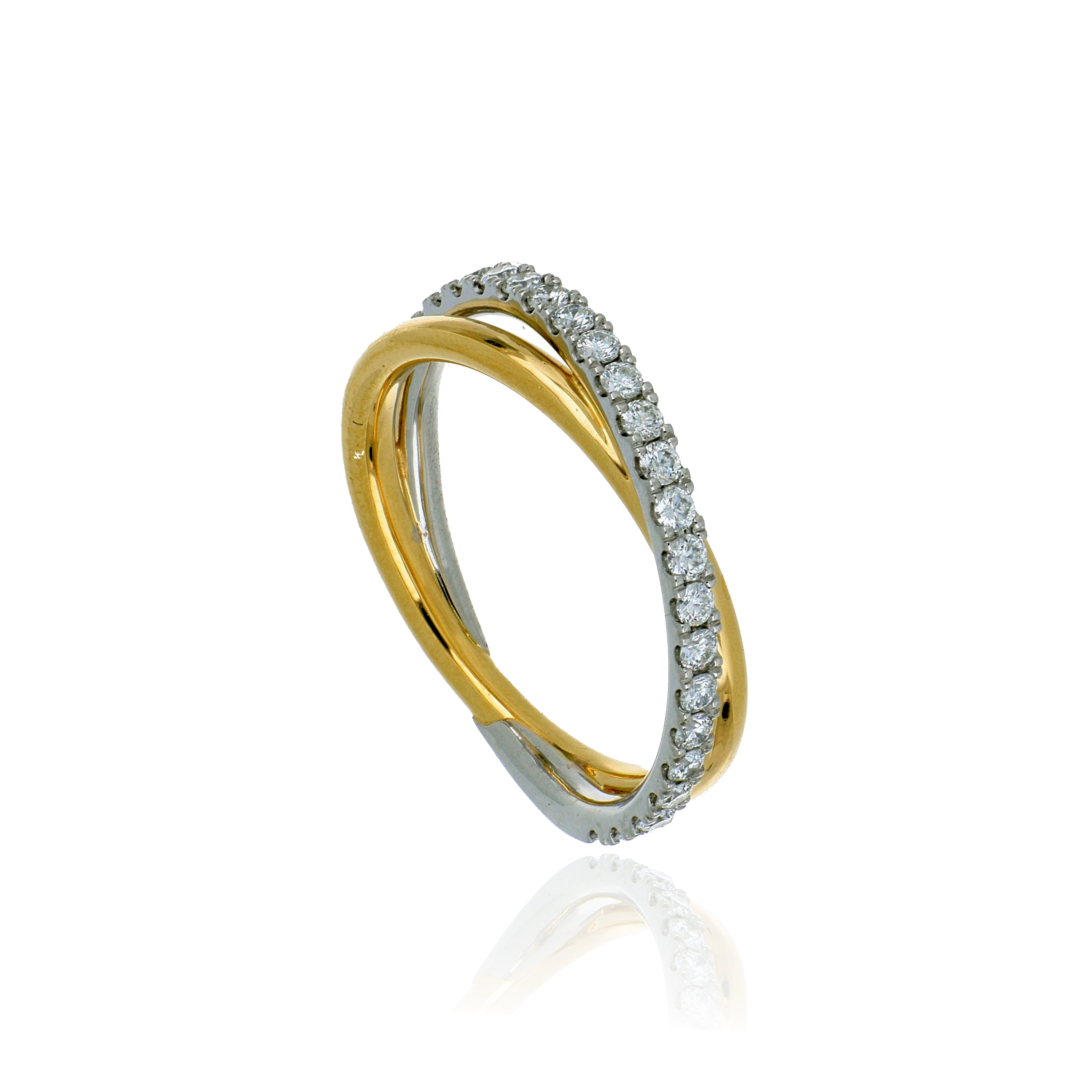 18k Yellow Gold and Platinum Diamond Intertwined Ring