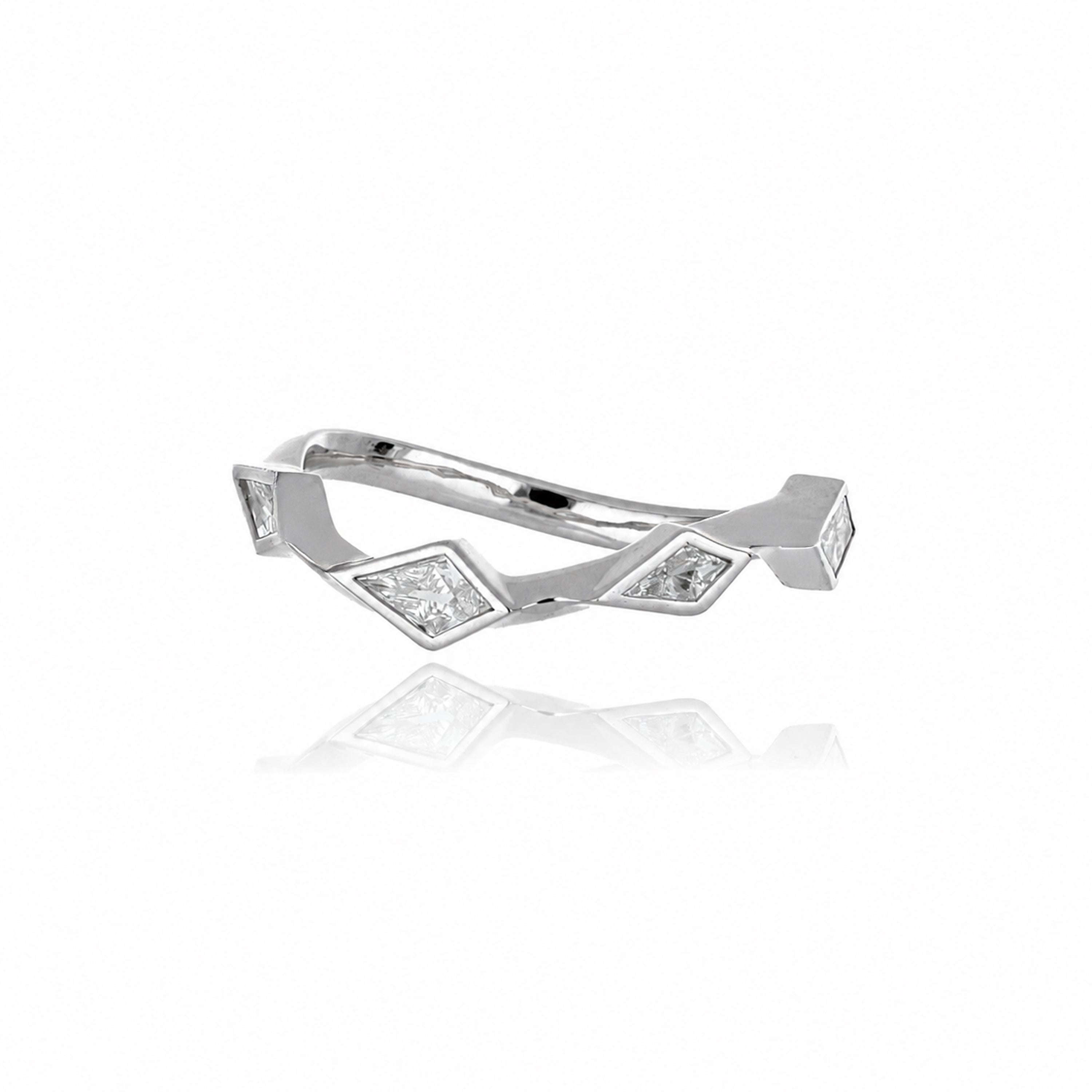 Platinum Kite Shaped Diamond Ring