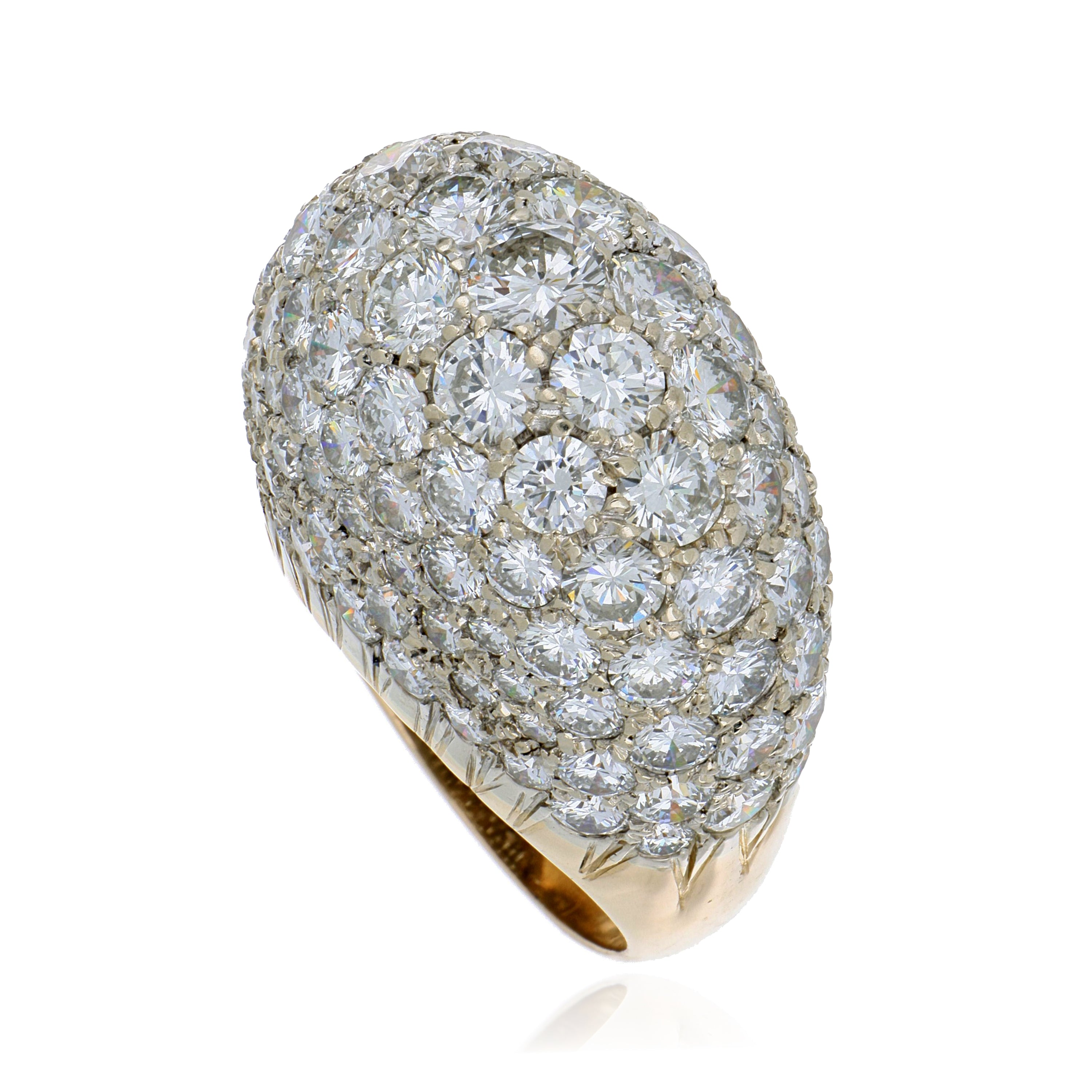 14k Yellow and White Gold Pave Diamond Ring