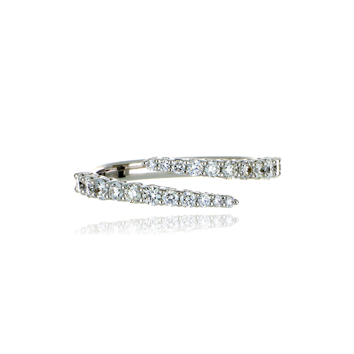 18k White or Yellow Gold Diamond Bypass Ring