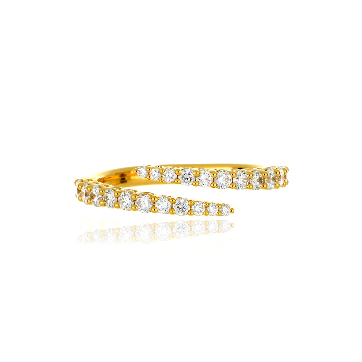 18k White or Yellow Gold Diamond Bypass Ring
