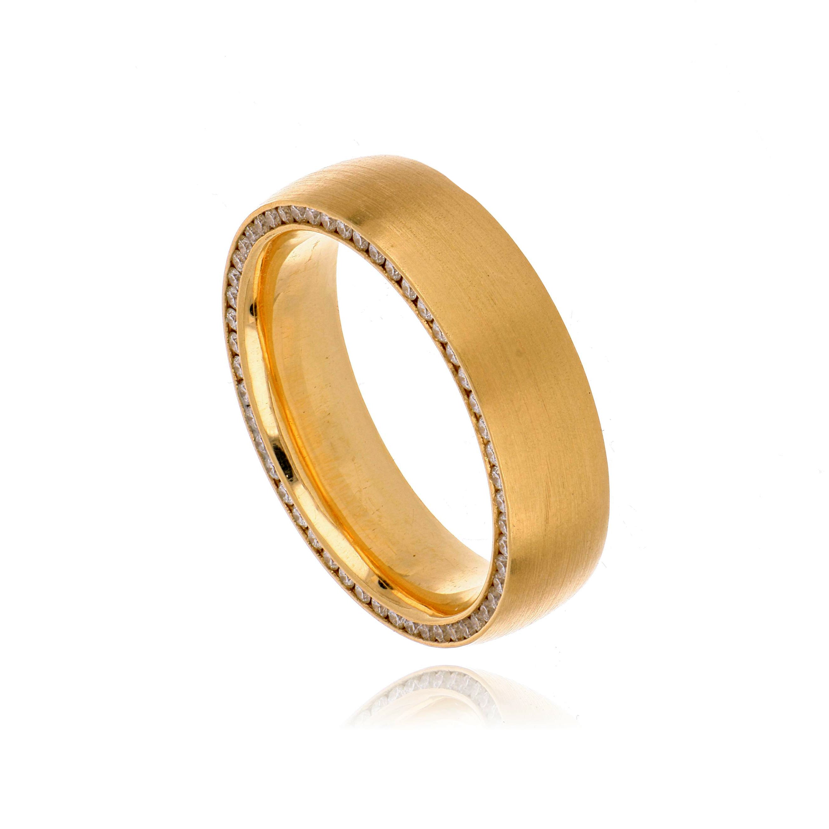 18k Yellow Gold Men's Diamond Wedding Band
