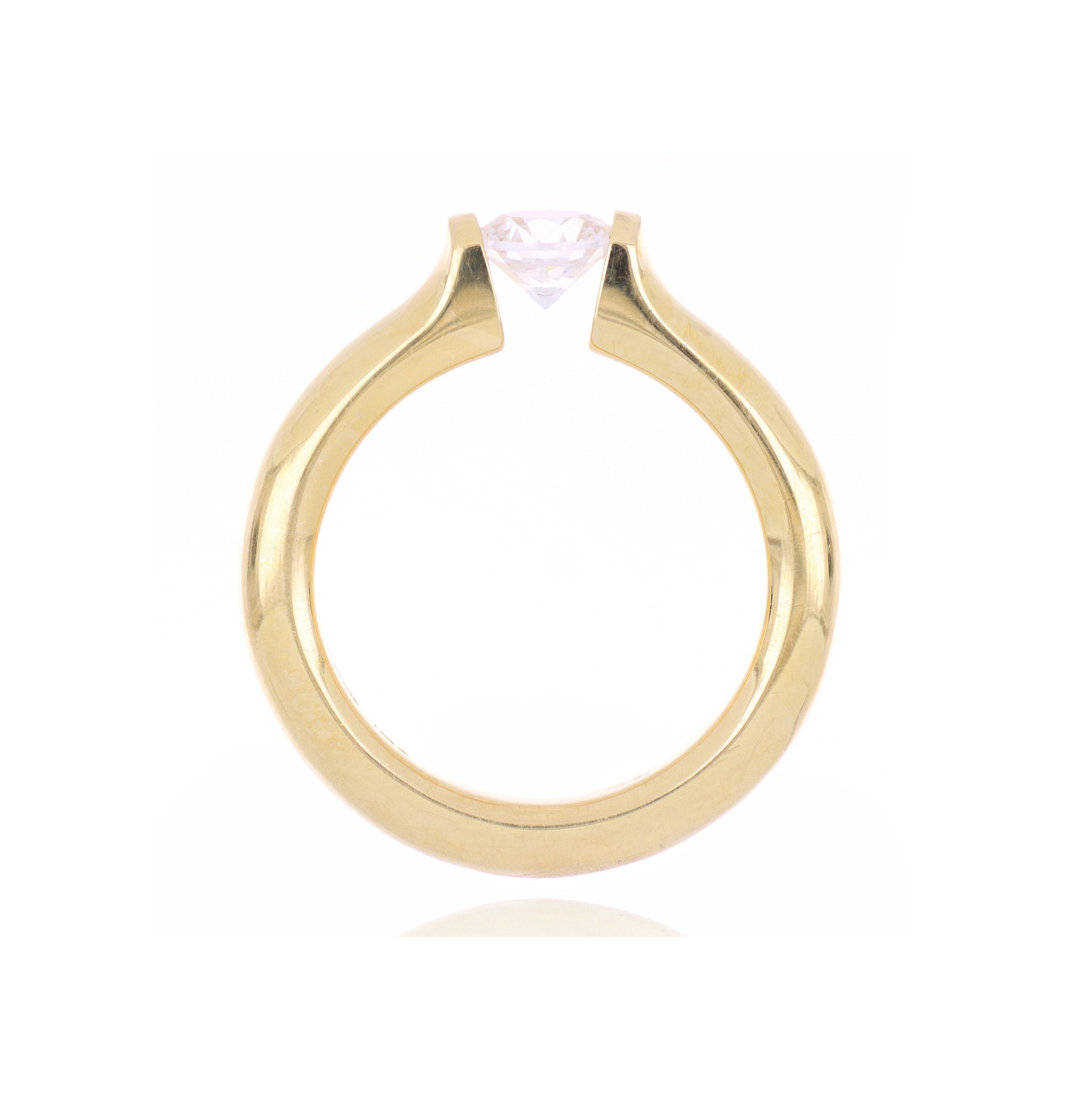 18k Yellow Gold Solitaire Engagement Ring Semi-Mount