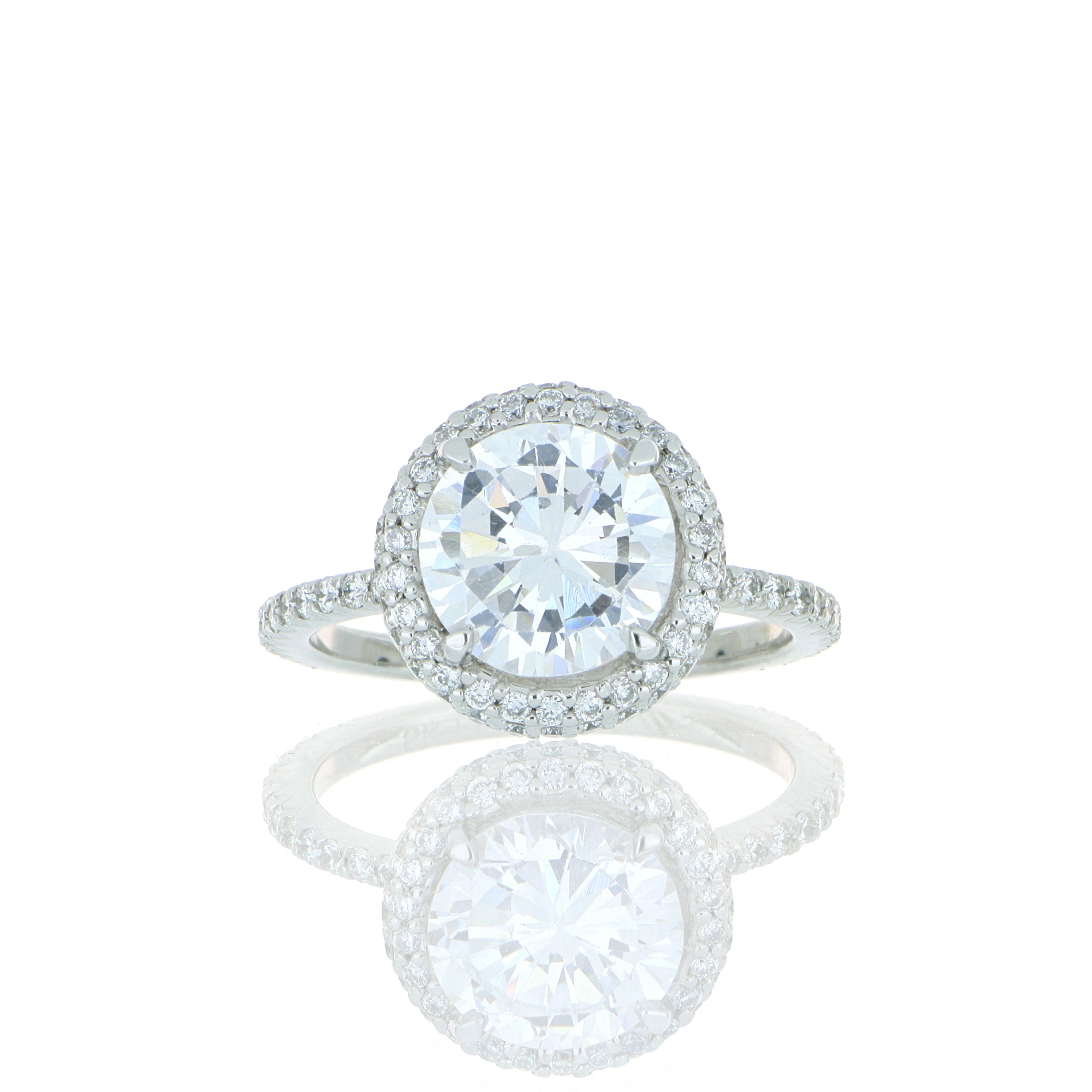 Platinum Diamond Accented Double Halo Engagement Ring Semi Mount