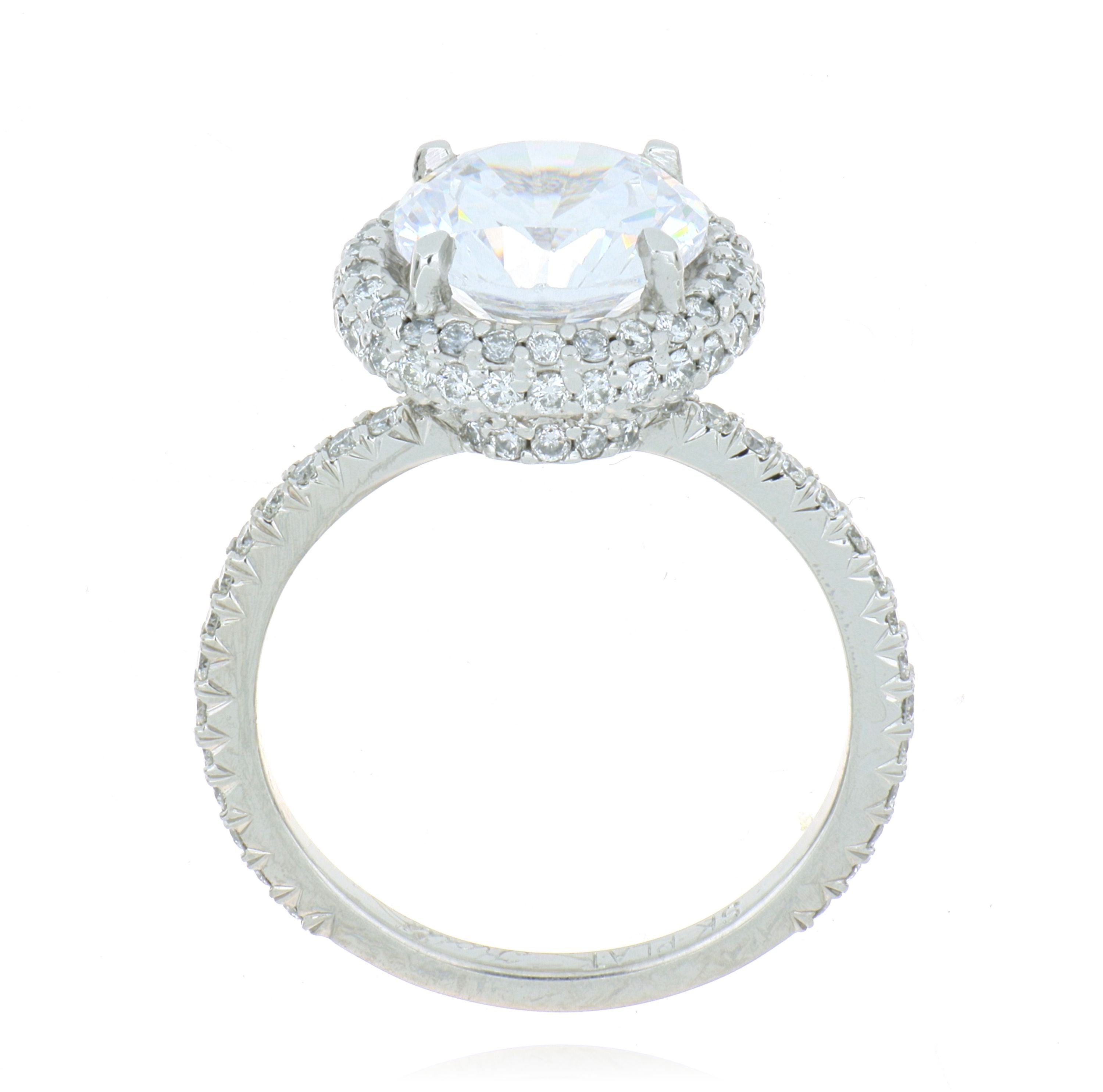 Platinum Diamond Accented Double Halo Engagement Ring Semi Mount