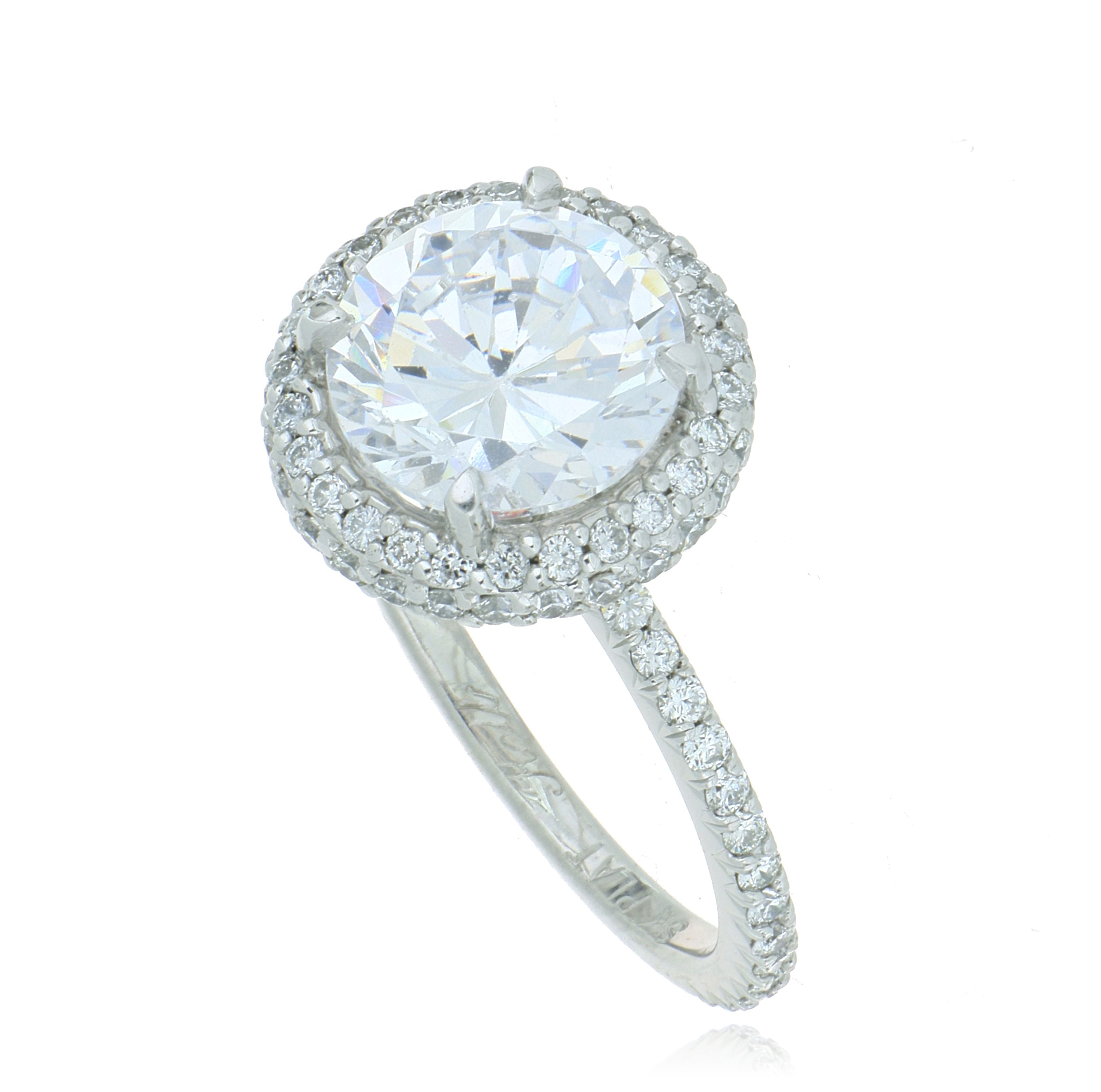Platinum Diamond Accented Double Halo Engagement Ring Semi Mount