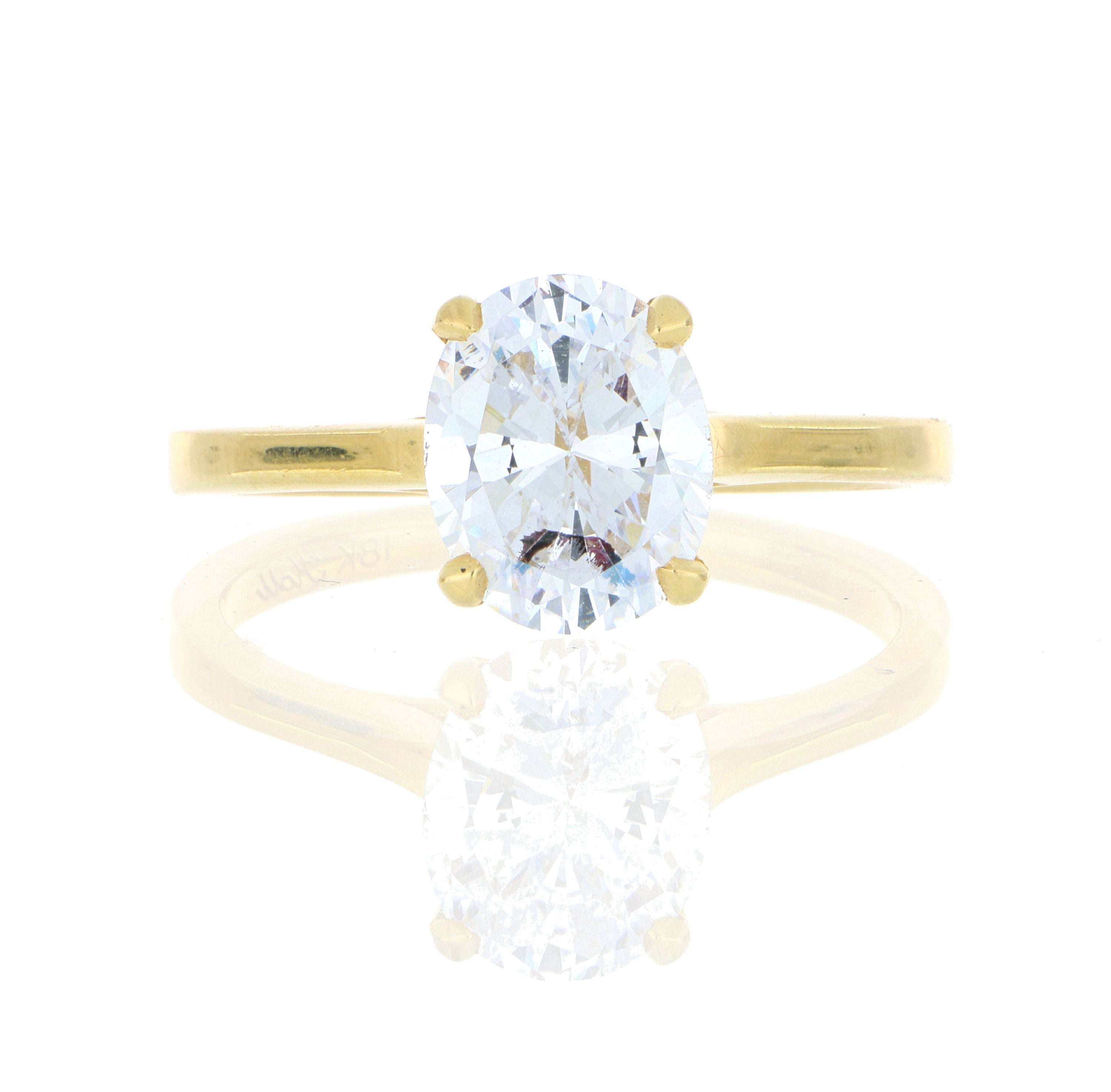 18k Yellow Gold Trellis Oval Solitaire Engagement Ring Semi-Mount - Charles Koll Jewelers