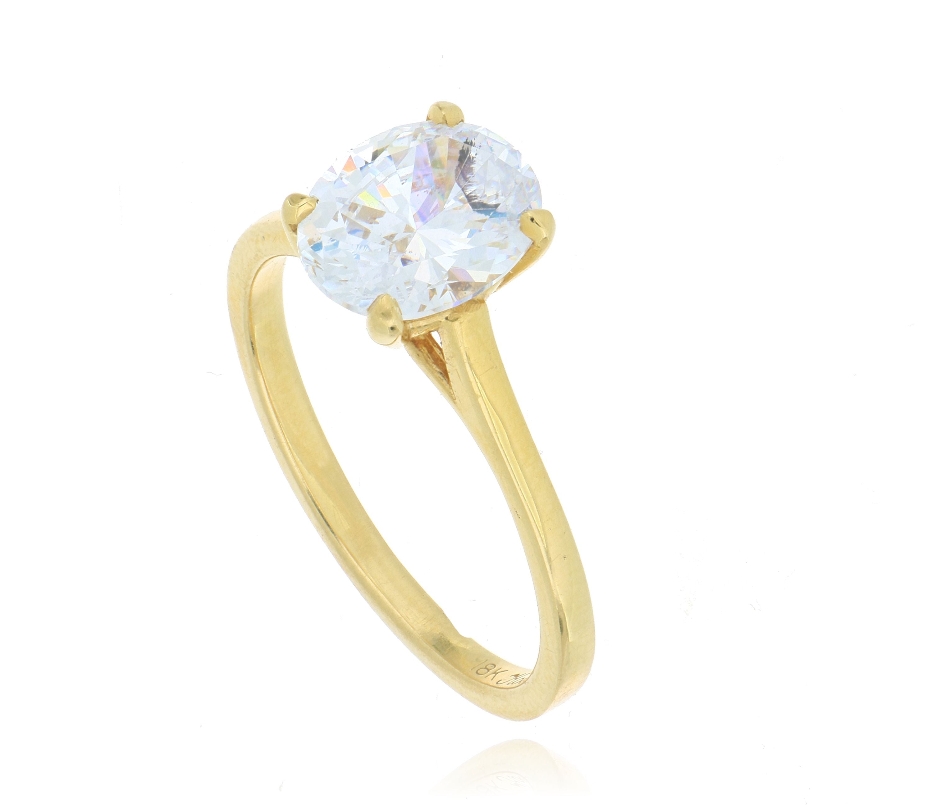 18k Yellow Gold Trellis Oval Solitaire Engagement Ring Semi-Mount - Charles Koll Jewelers