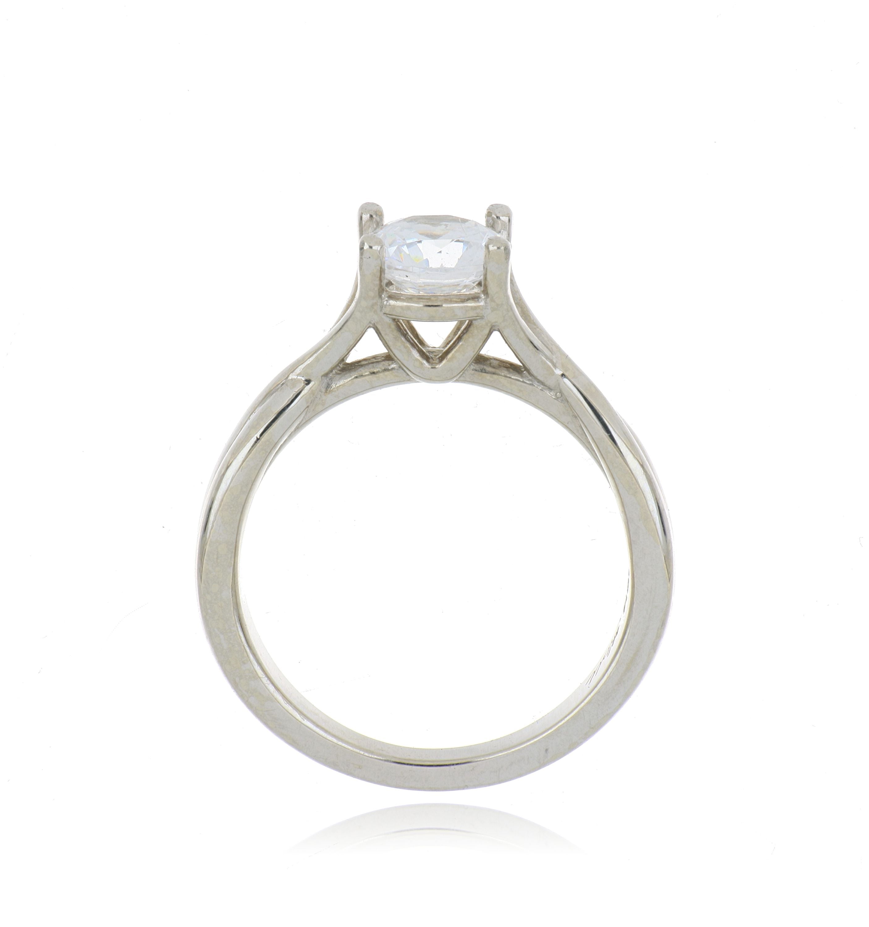 18k White Gold Crossover Solitaire Engagement Ring Semi Mount