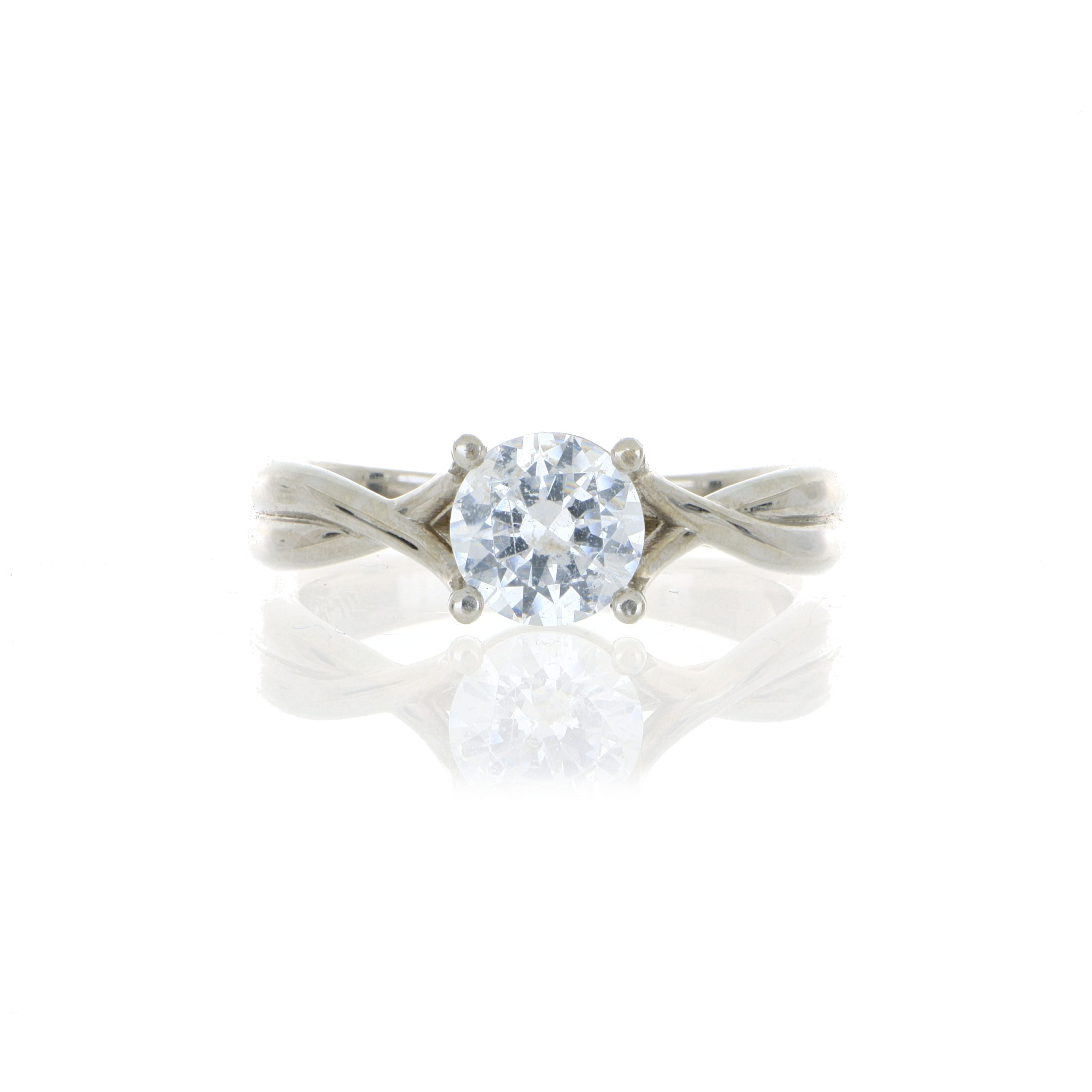 18k White Gold Crossover Solitaire Engagement Ring Semi Mount