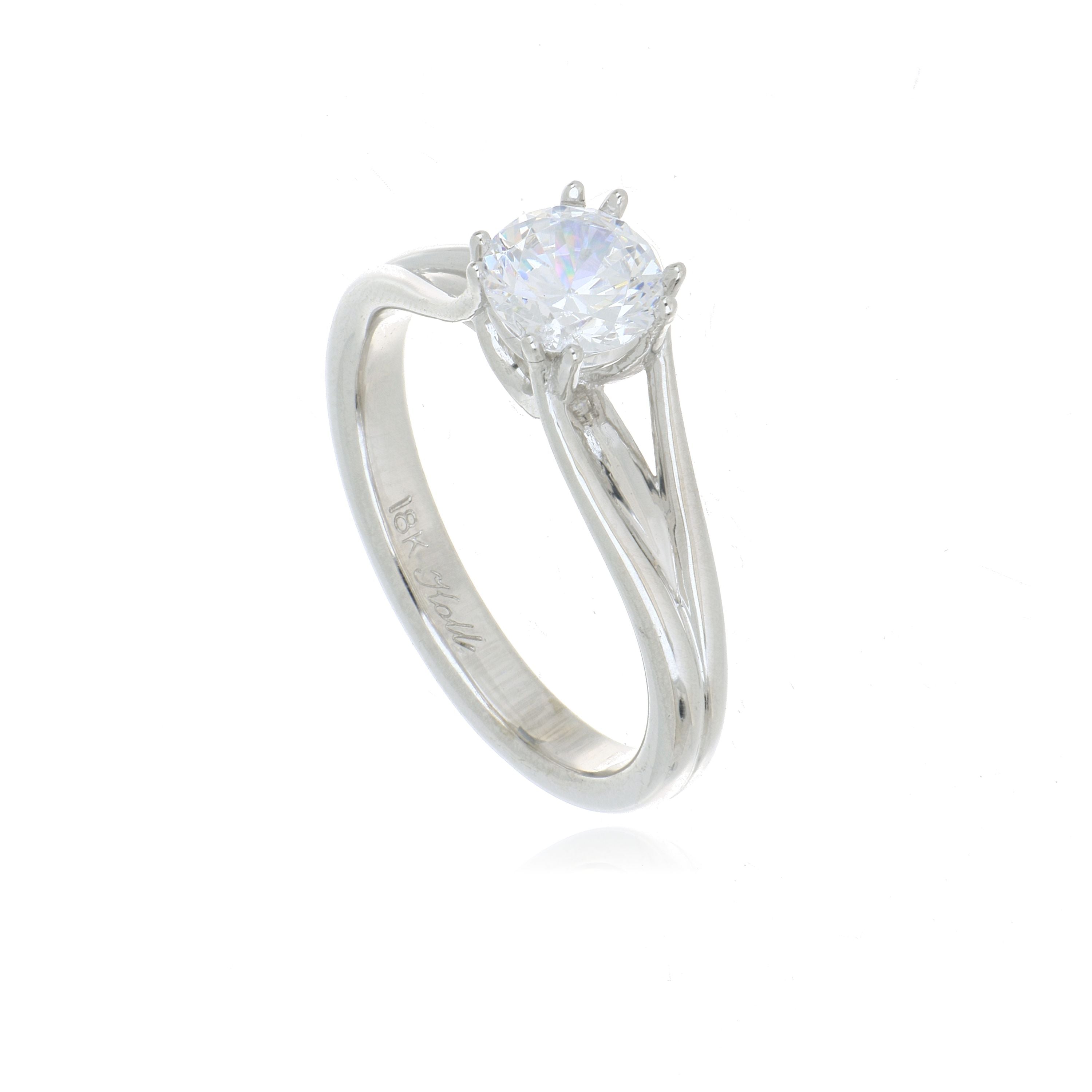18k White Gold Solitaire Engagement Ring Semi Mount