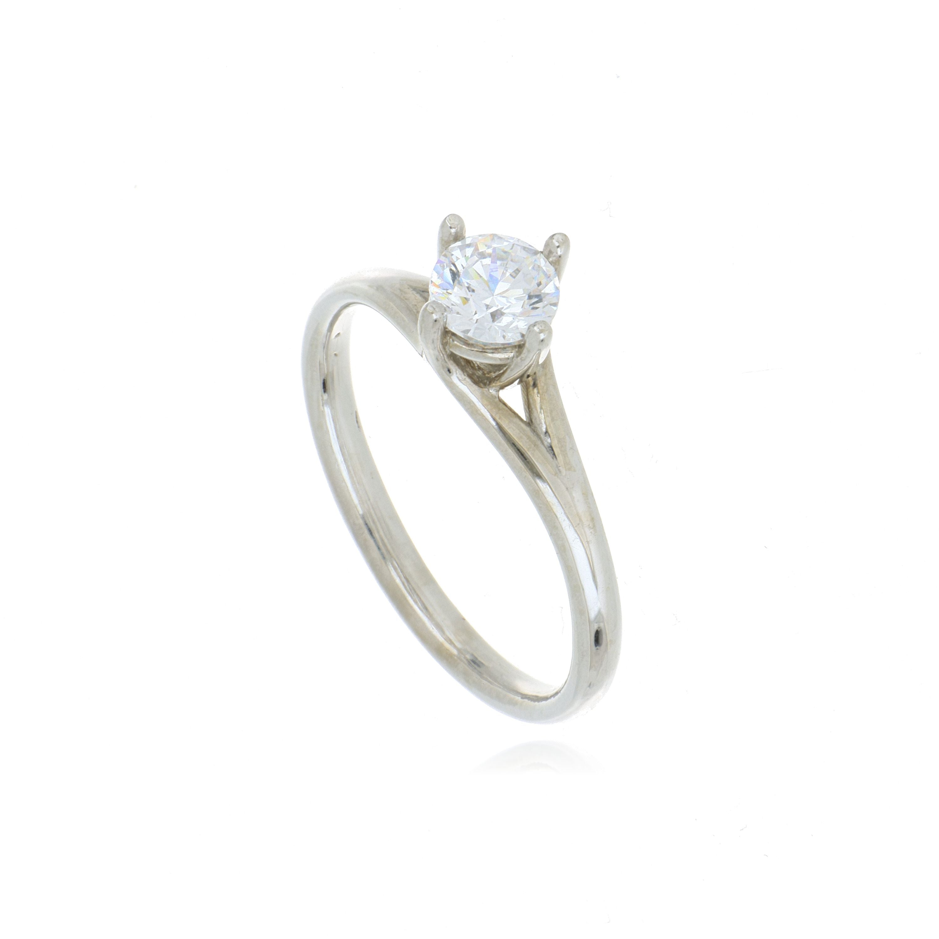 18k White Gold Solitaire Engagement Ring Semi Mount