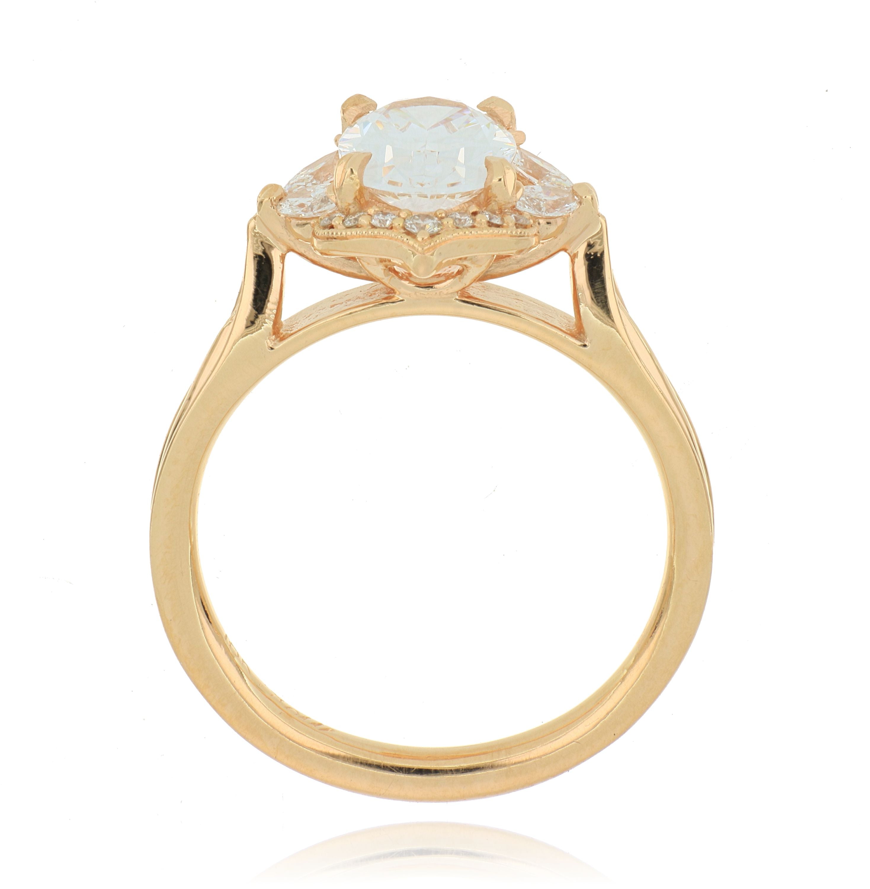 18k Rose Gold Diamond Accented Halo Engagement Ring Semi Mount