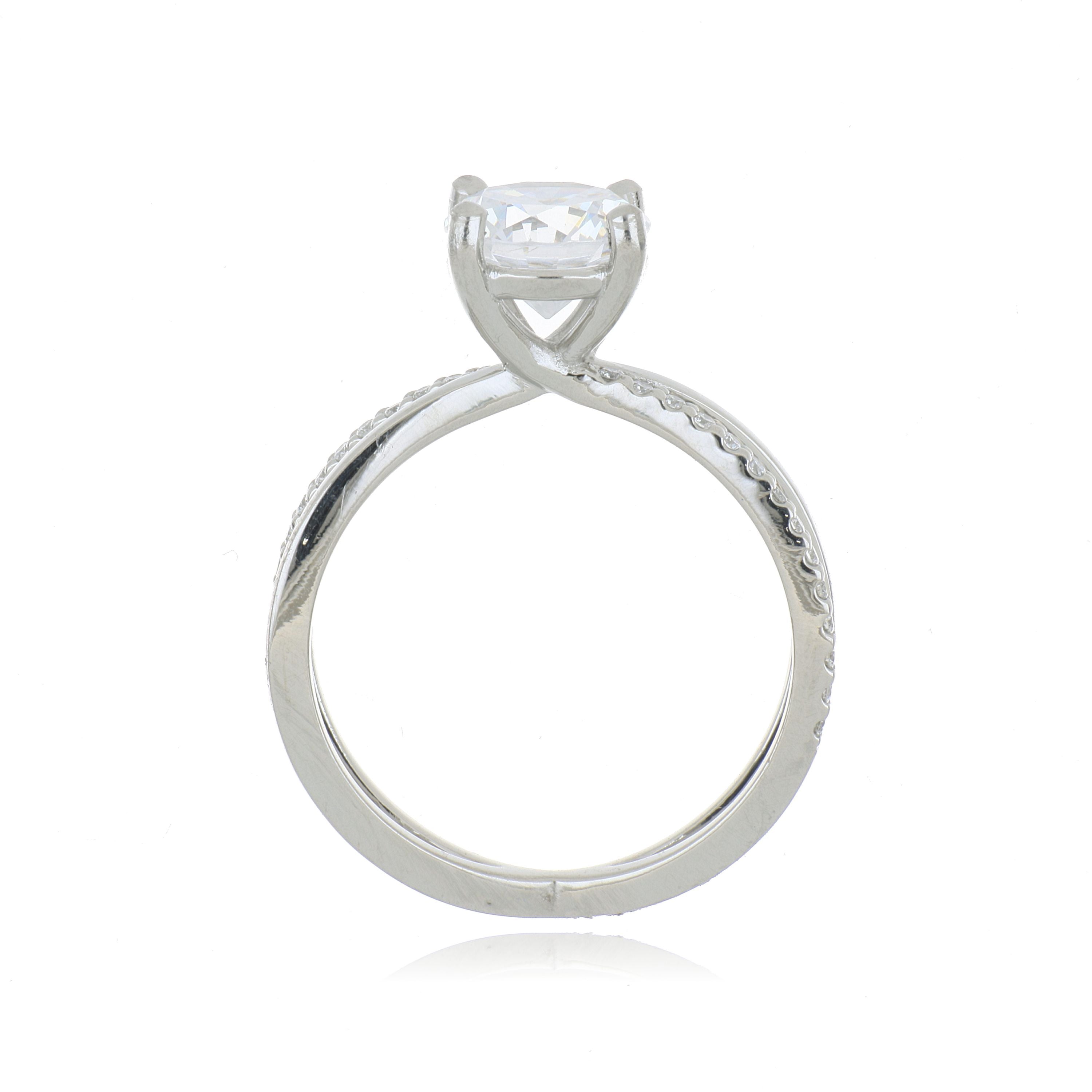 Platinum Diamond Accented Engagement Ring Semi Mount