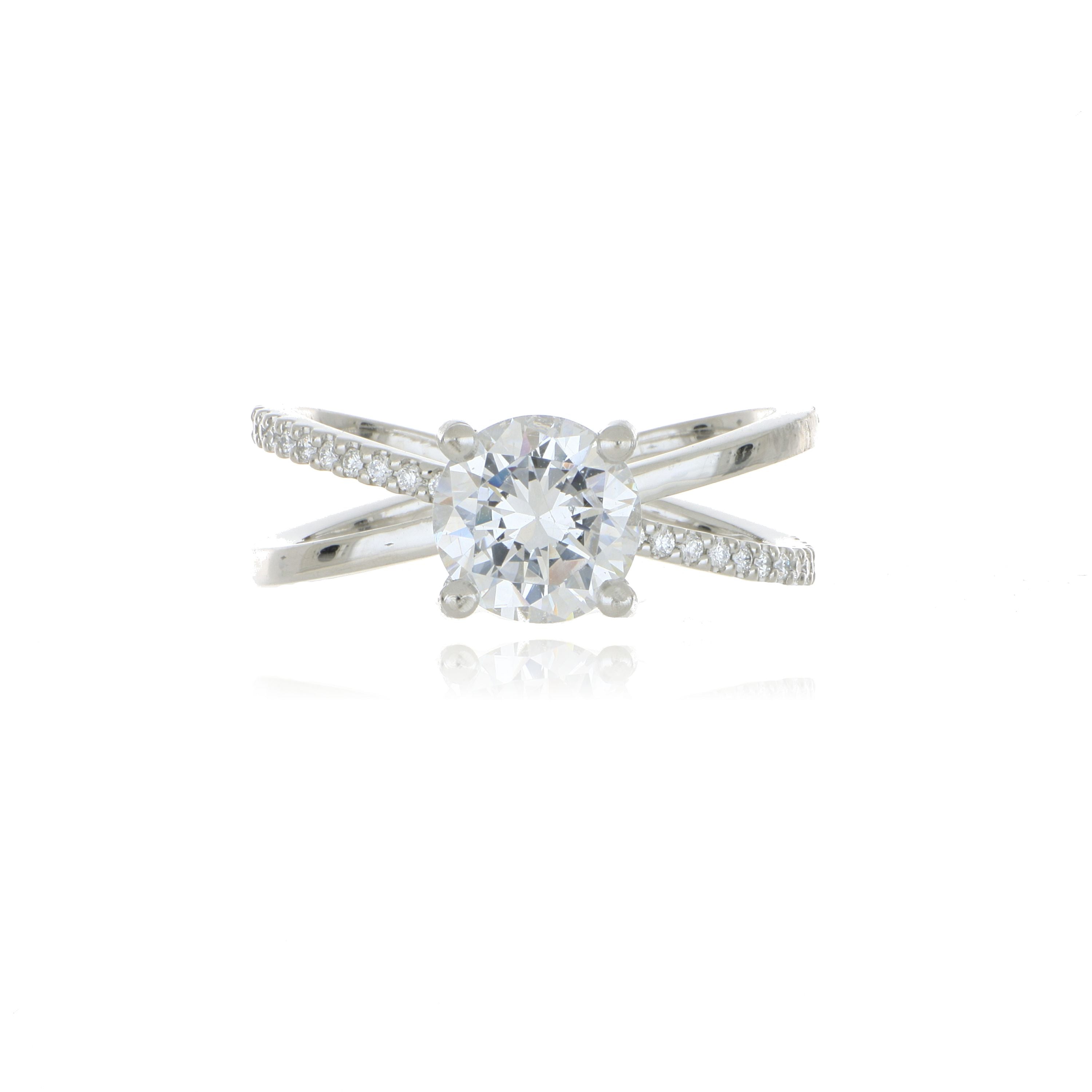Platinum Diamond Accented Engagement Ring Semi Mount