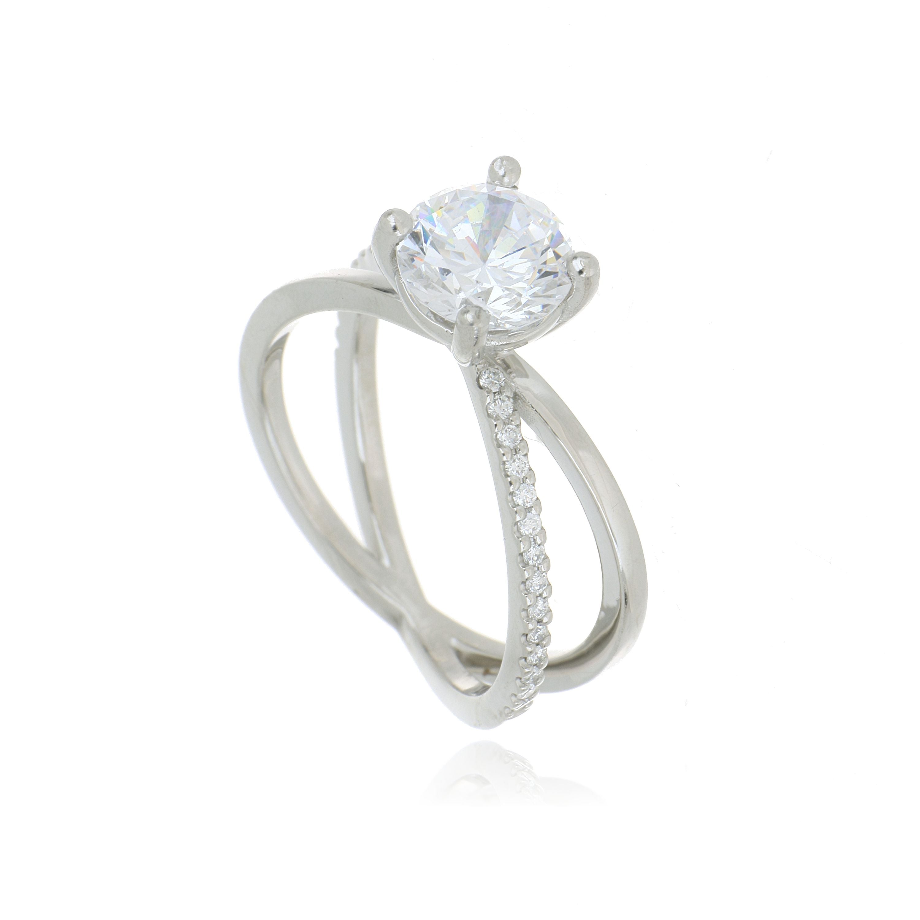 Platinum Diamond Accented Engagement Ring Semi Mount