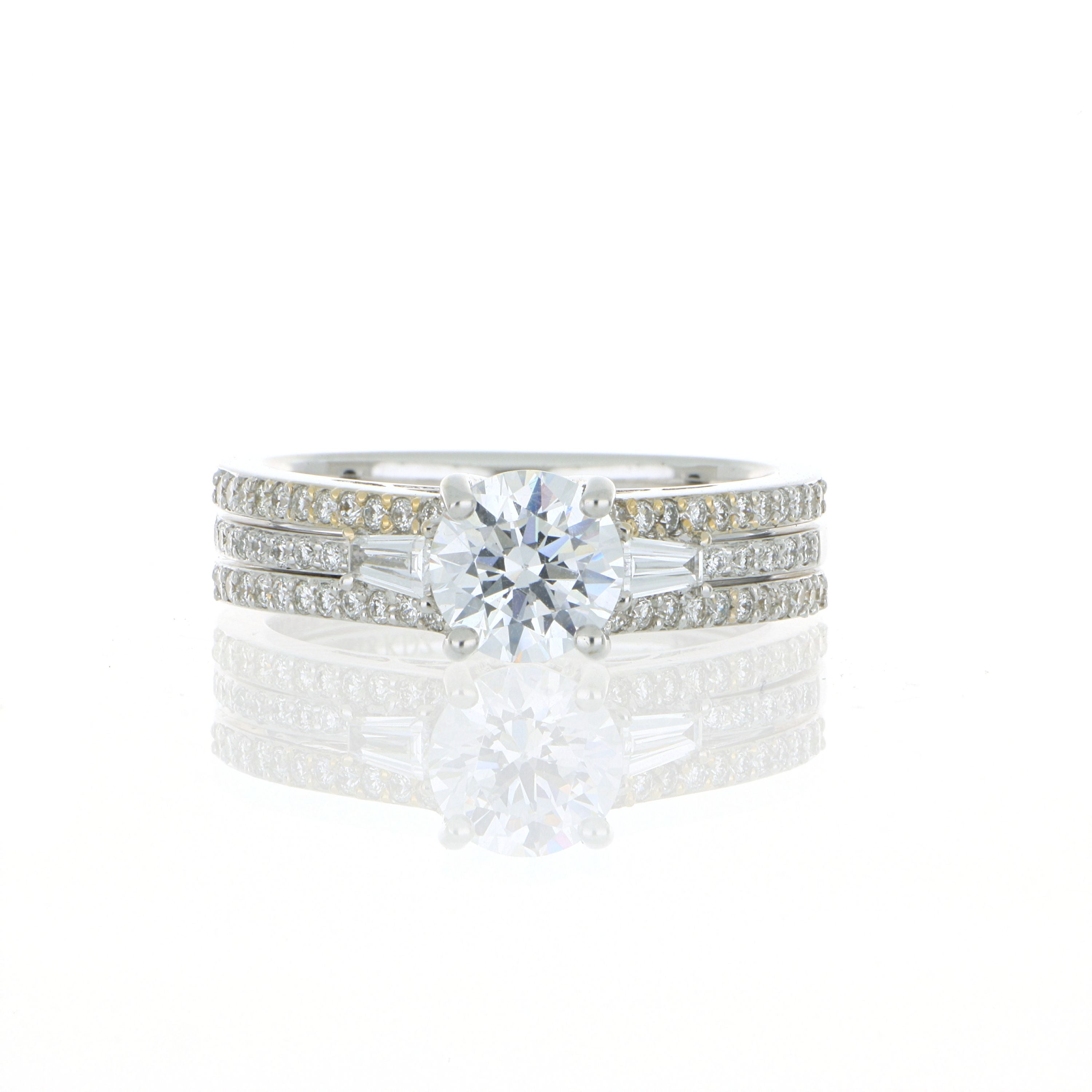 18k White Gold Diamond Accented Bridal Set Semi Mount