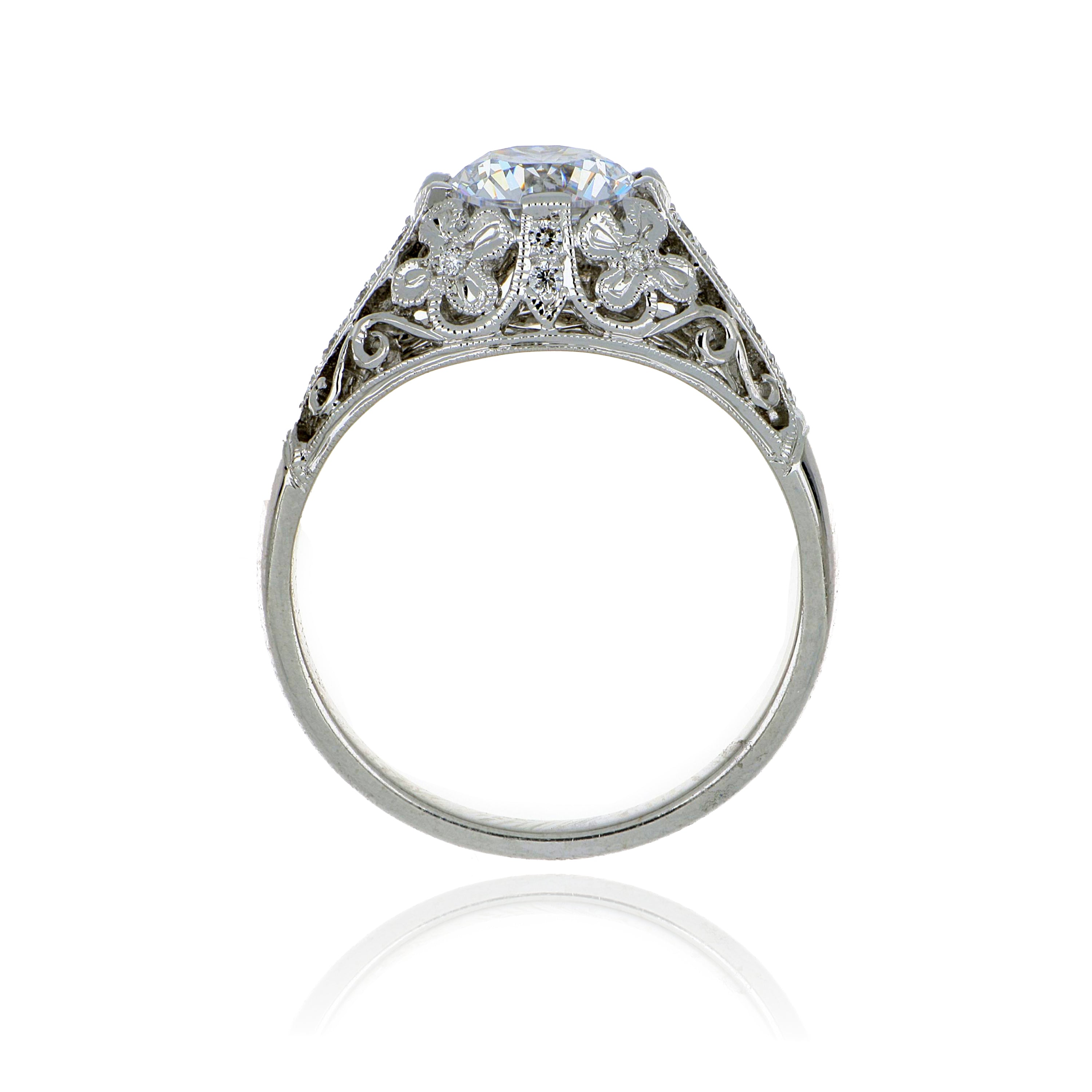 18k White Gold Diamond Accented Engagement Ring Semi Mount - Charles Koll Jewelers