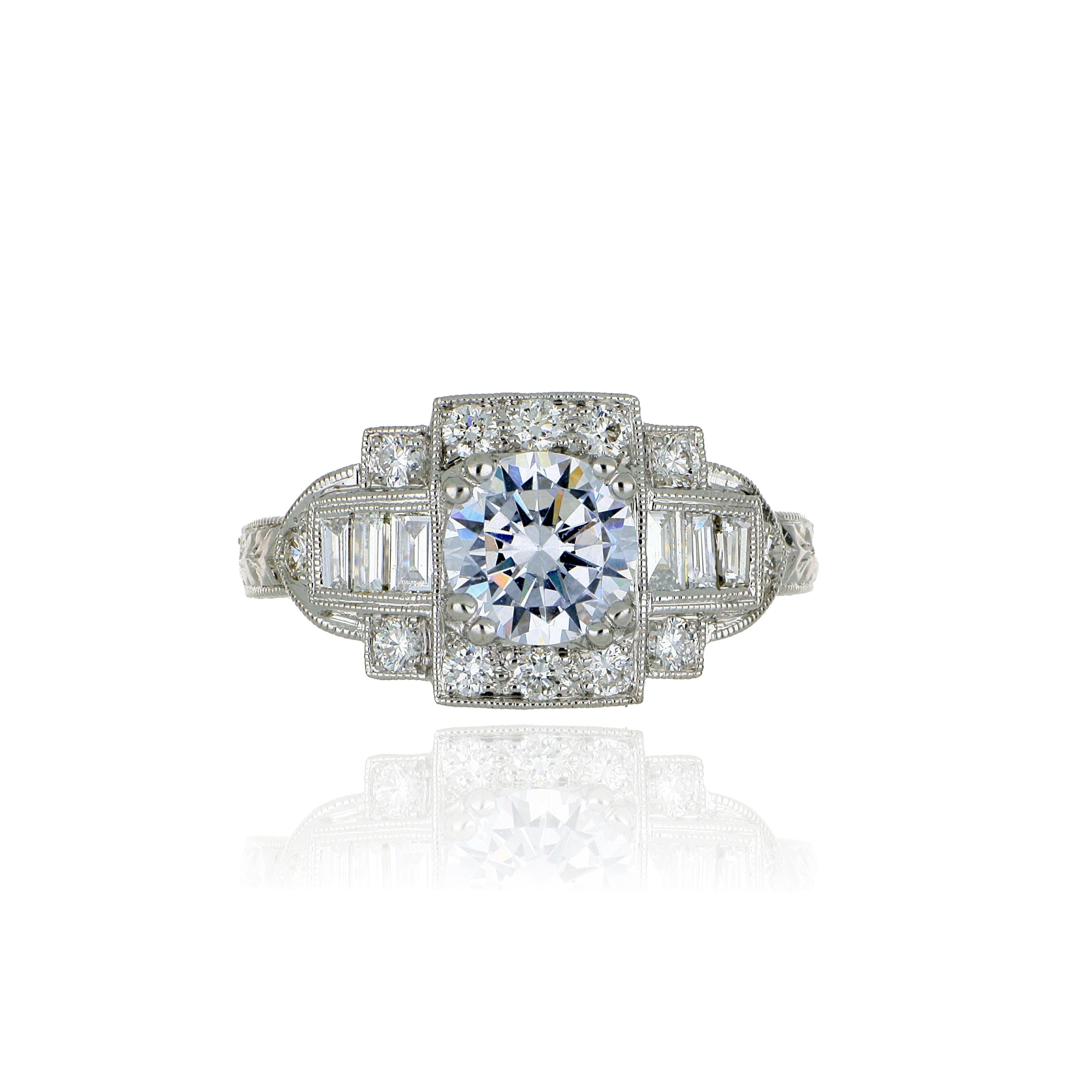18k White Gold Diamond Accented Semi Mount Engagement Ring - Charles Koll Jewelers