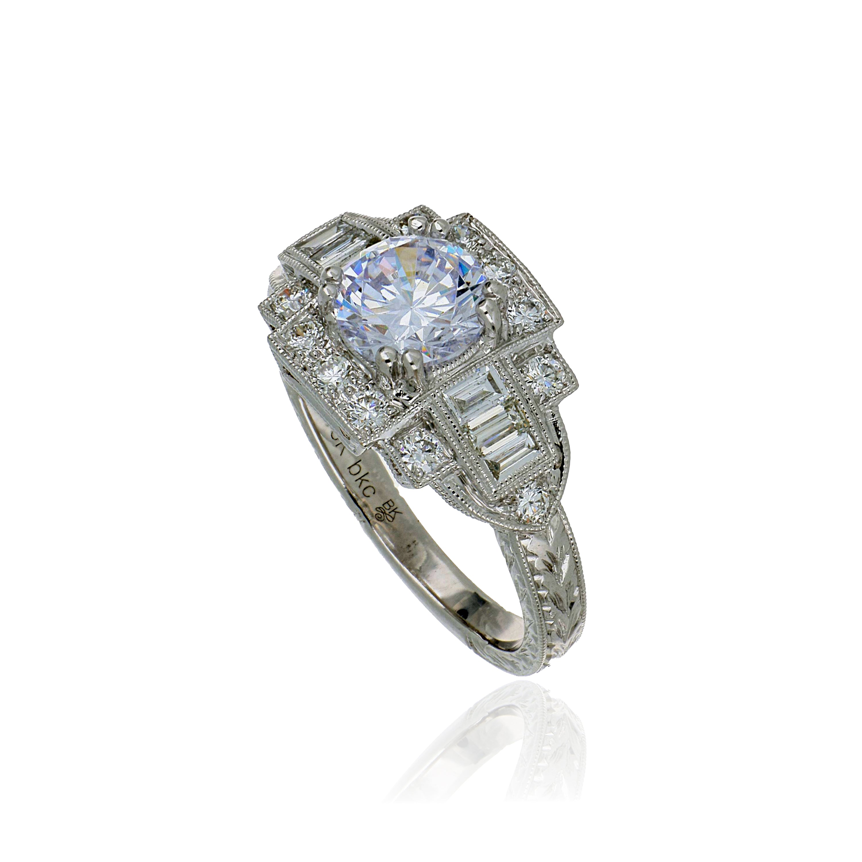 18k White Gold Diamond Accented Semi Mount Engagement Ring - Charles Koll Jewelers