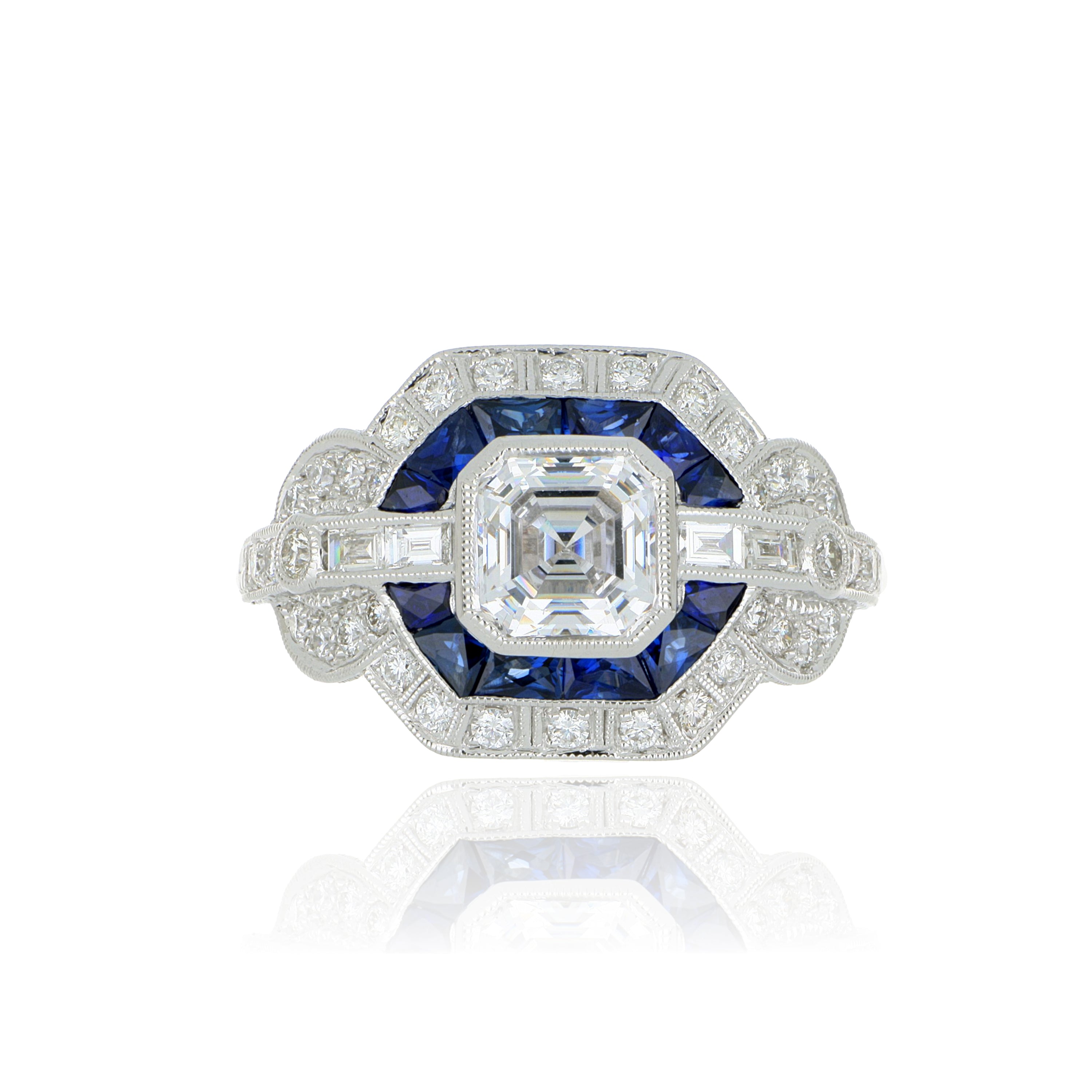18k White Gold Sapphire and Diamond Accented Engagement Ring Semi Mount - Charles Koll Jewelers