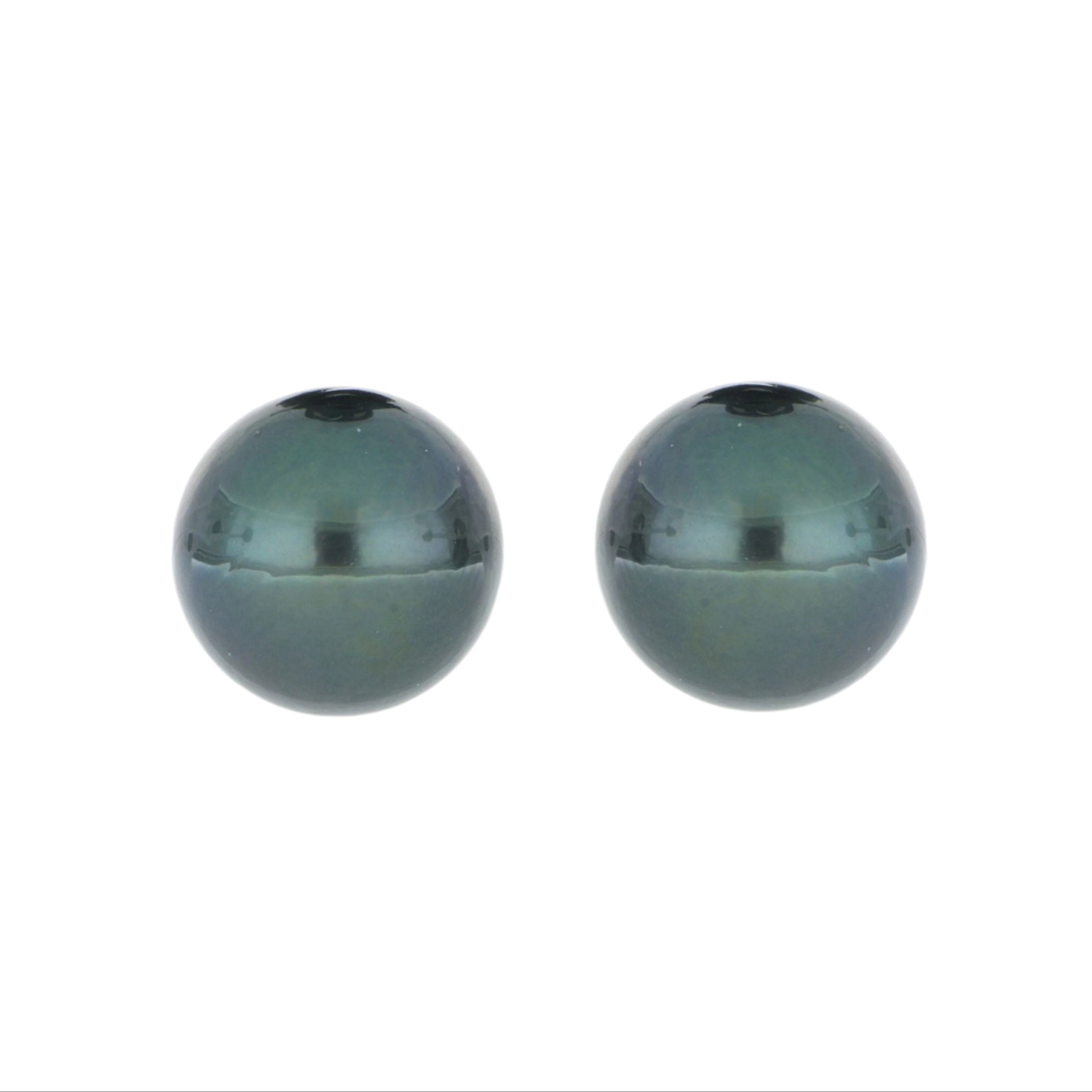 14k Yellow Gold 11.5mm Tahitian Pearl Studs