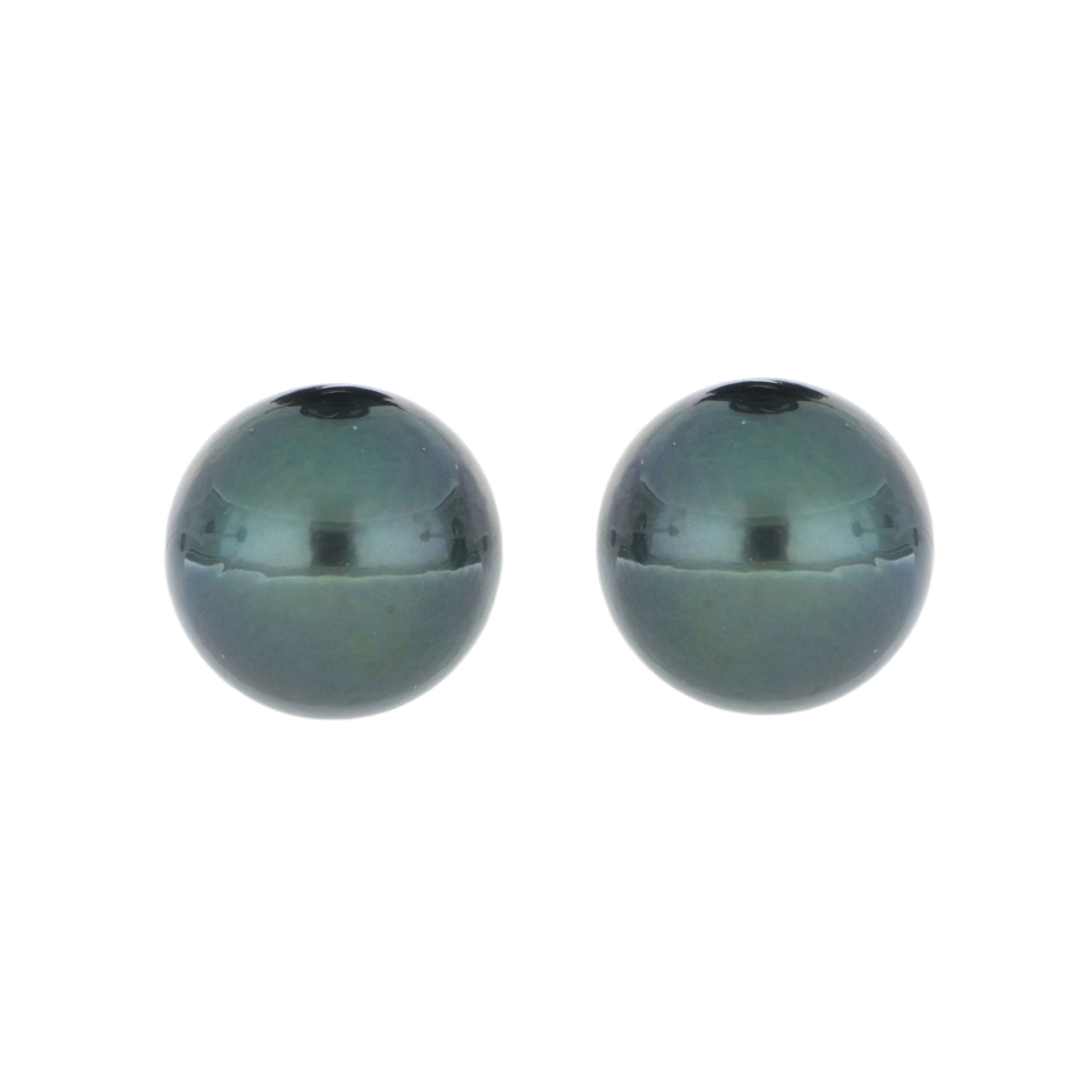 14k Yellow Gold 11.5mm Tahitian Pearl Studs