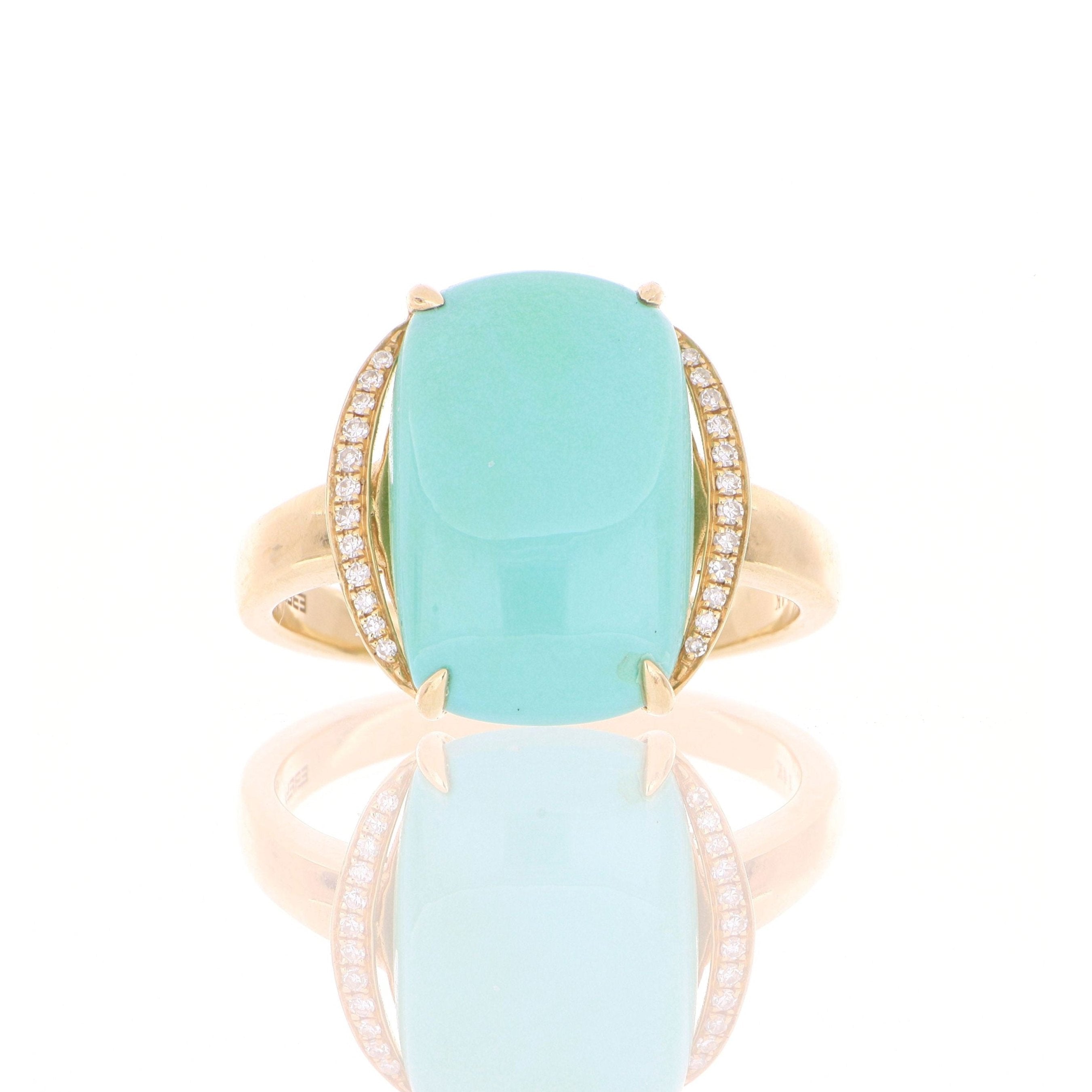 14k Turquoise and Diamond Ring
