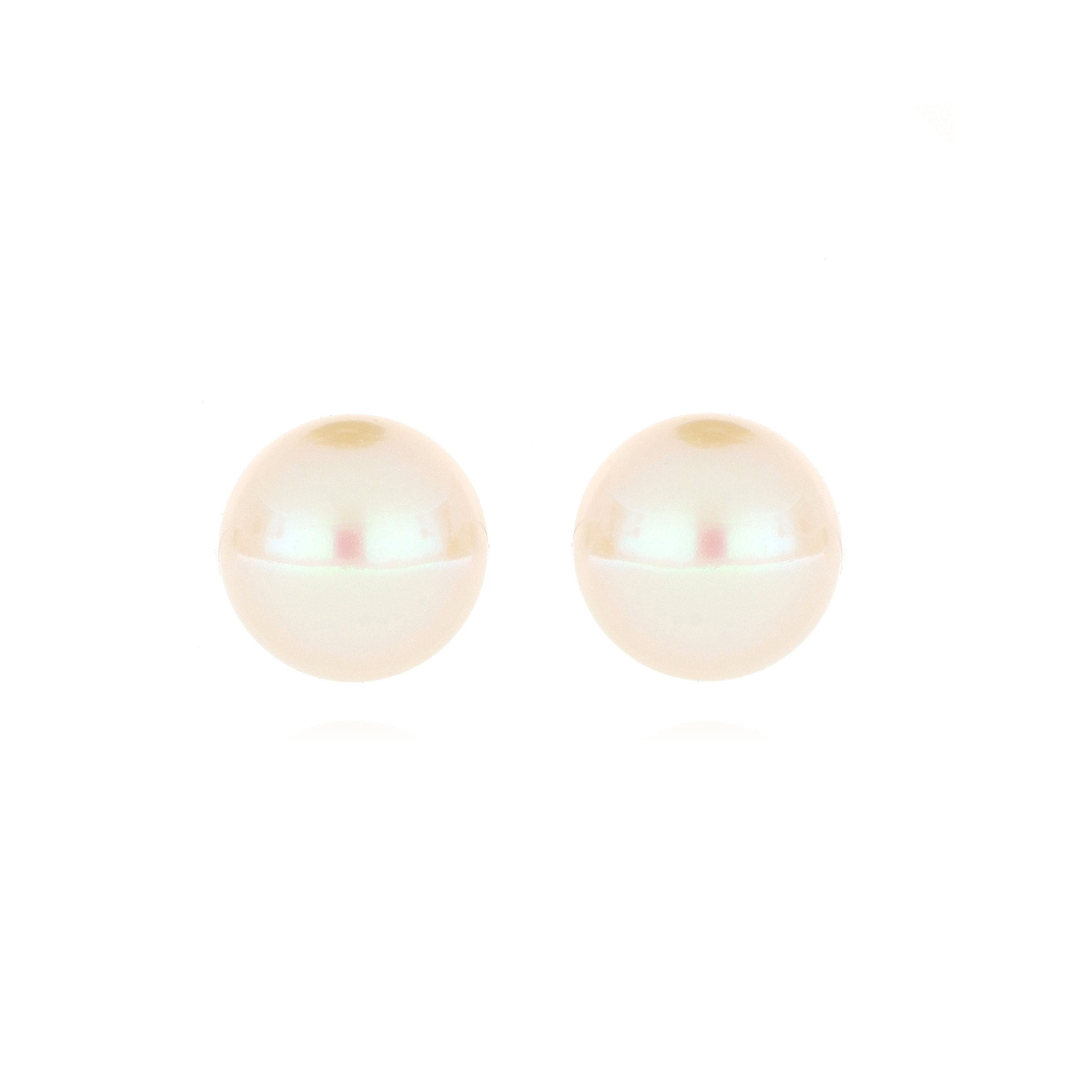 14k Yellow Gold 8.2mm Fresh Water Pearl Studs