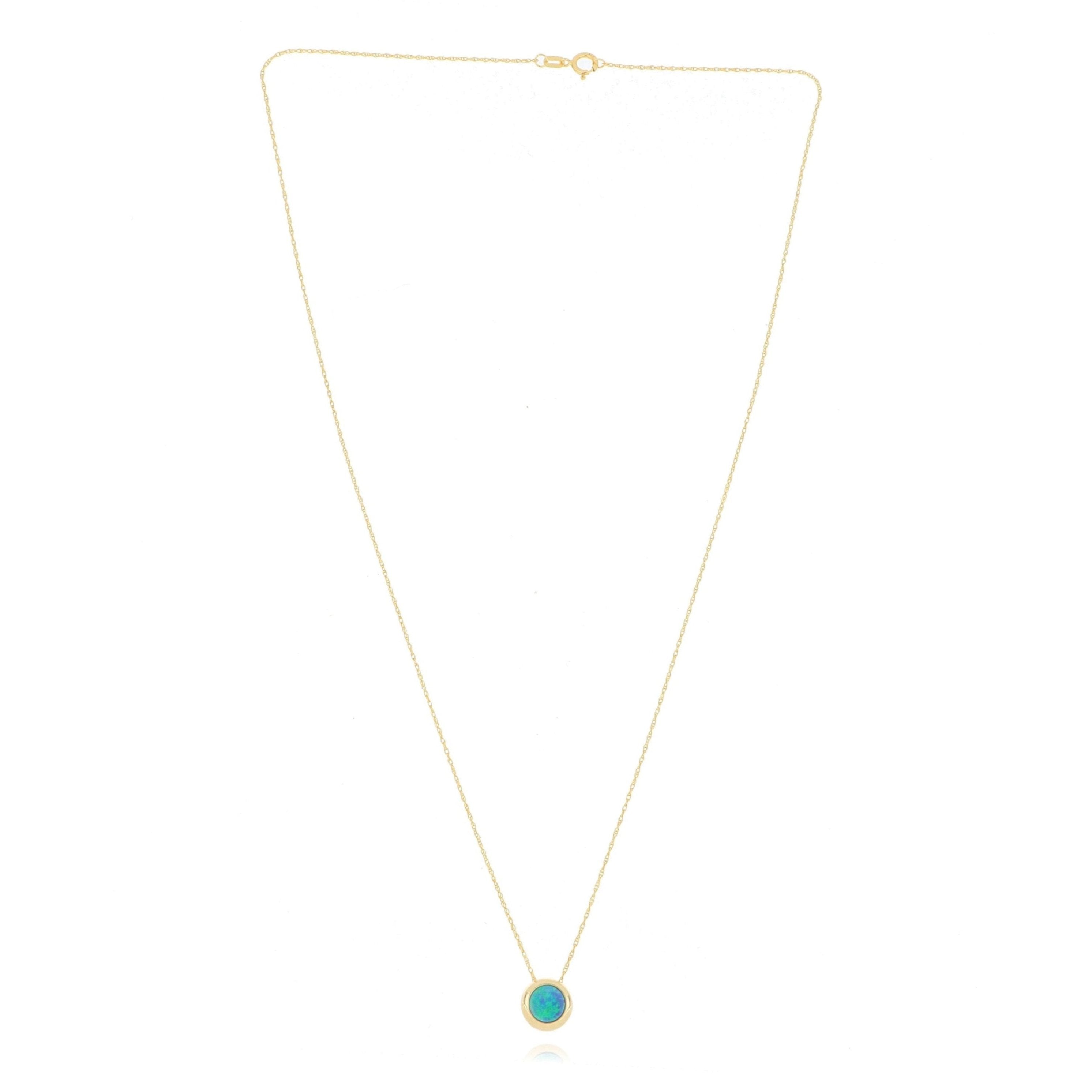 14k Yellow Gold Bezel Set Australian Opal Necklace