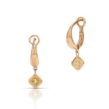 18k Rose Gold Fancy Yellow Diamond Drop Earrings