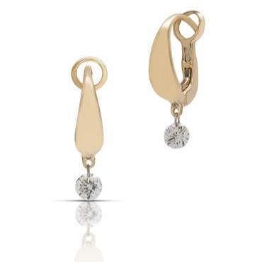 18k Yellow Gold Diamond Huggie Earrings