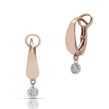 18k Rose Gold Diamond Huggie Earrings