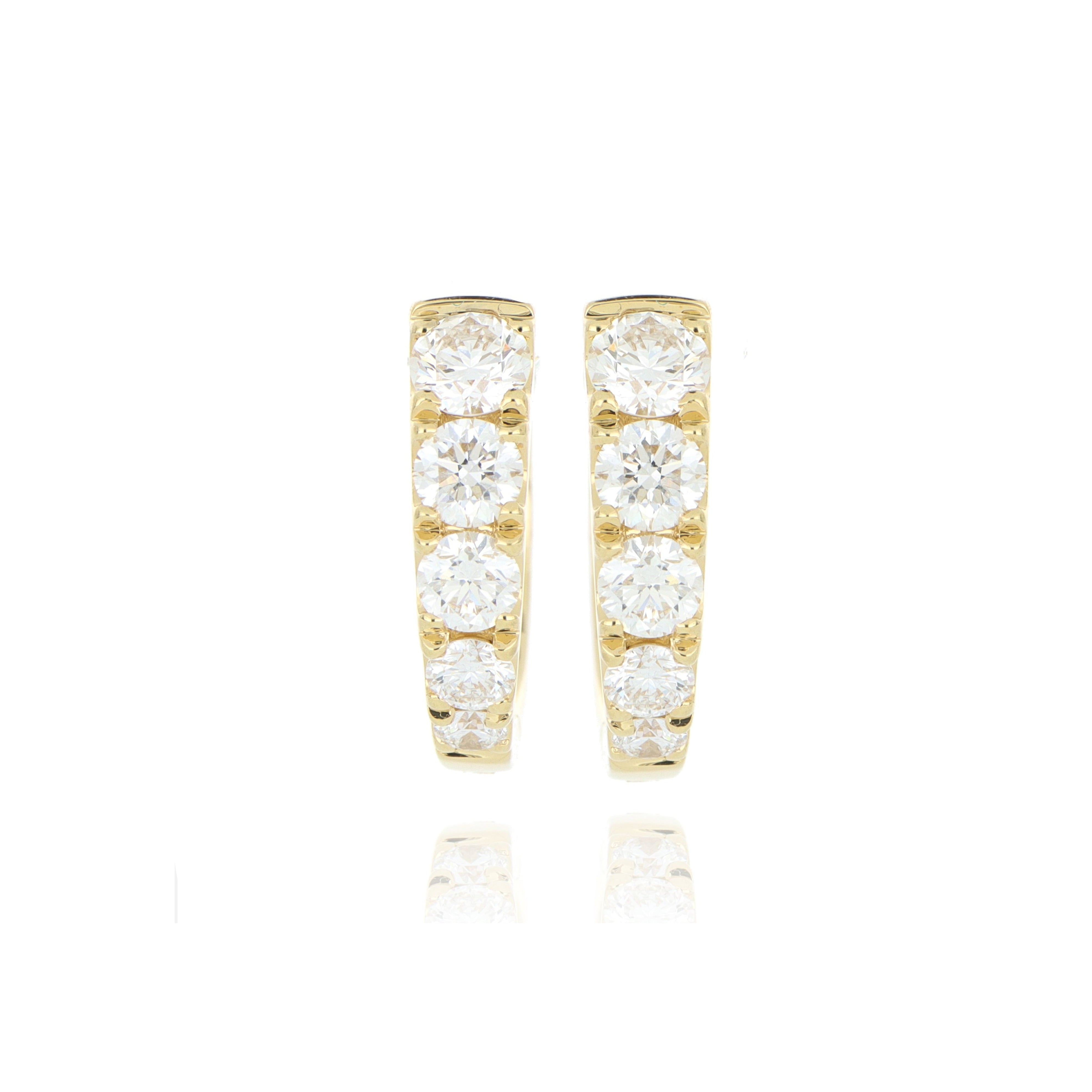 18k Yellow Gold Diamond Huggie Earrings