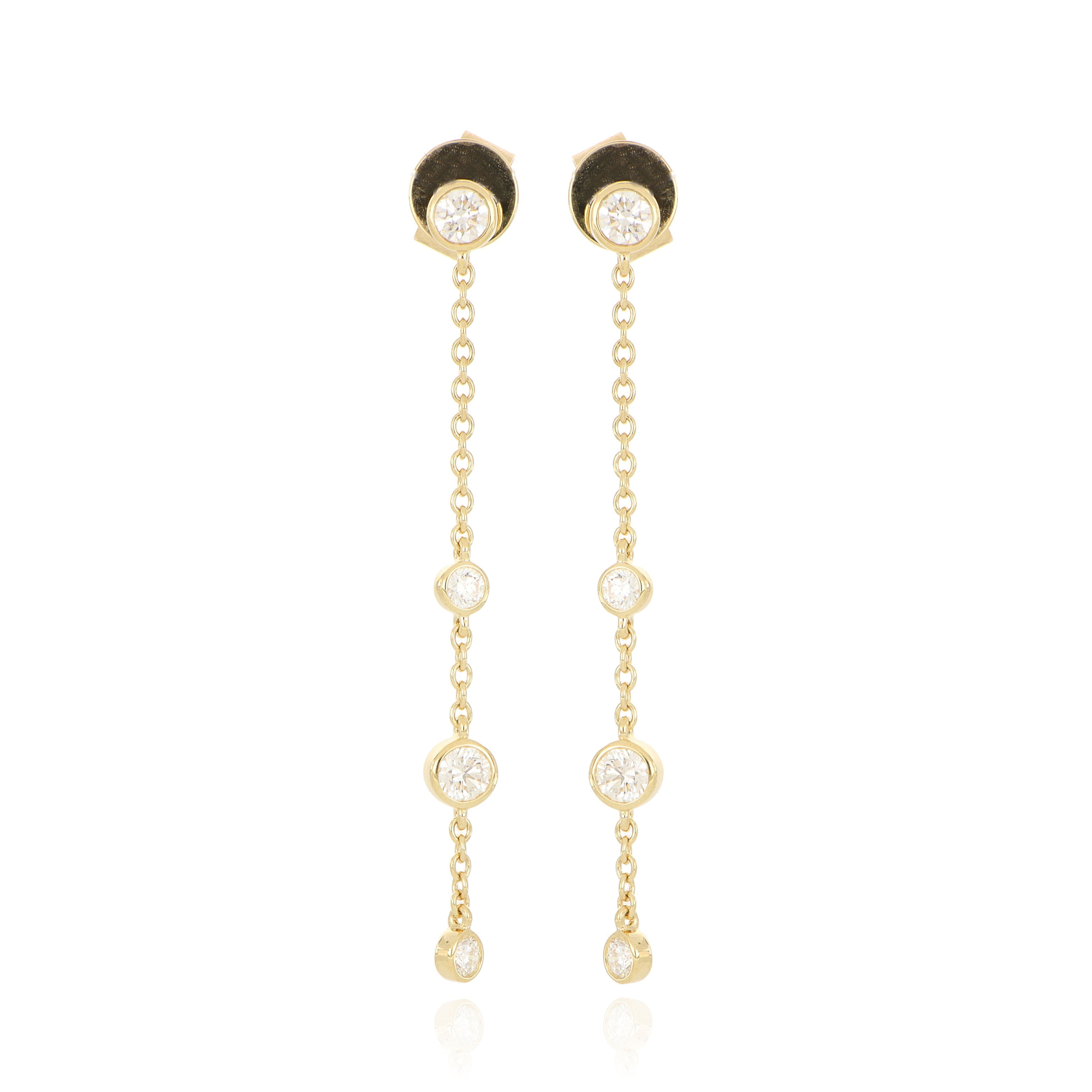 18k Yellow Gold Diamond Cascade Drop Earrings - Charles Koll Jewelers