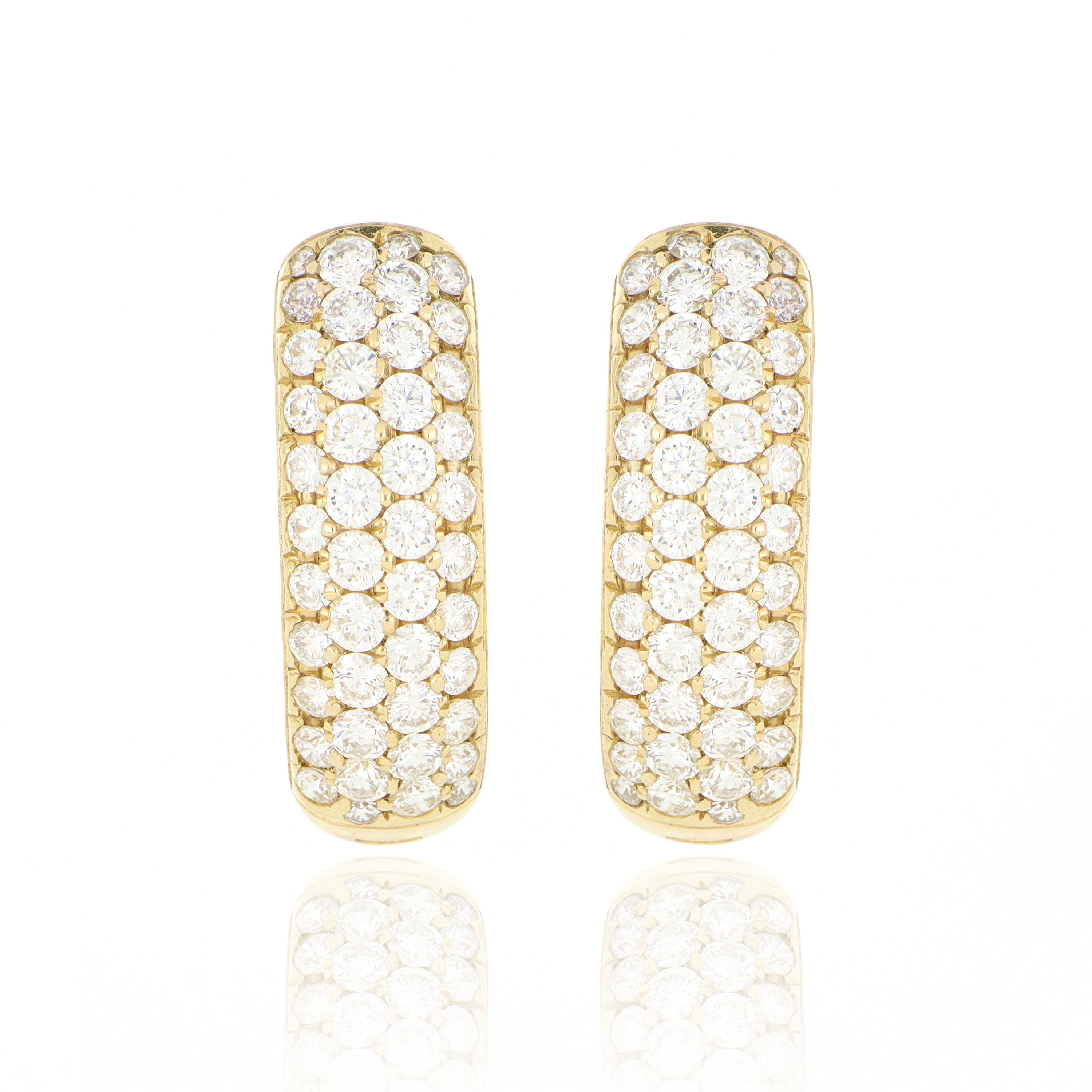18k Yellow Gold Light-weight Oval Diamond Hoops