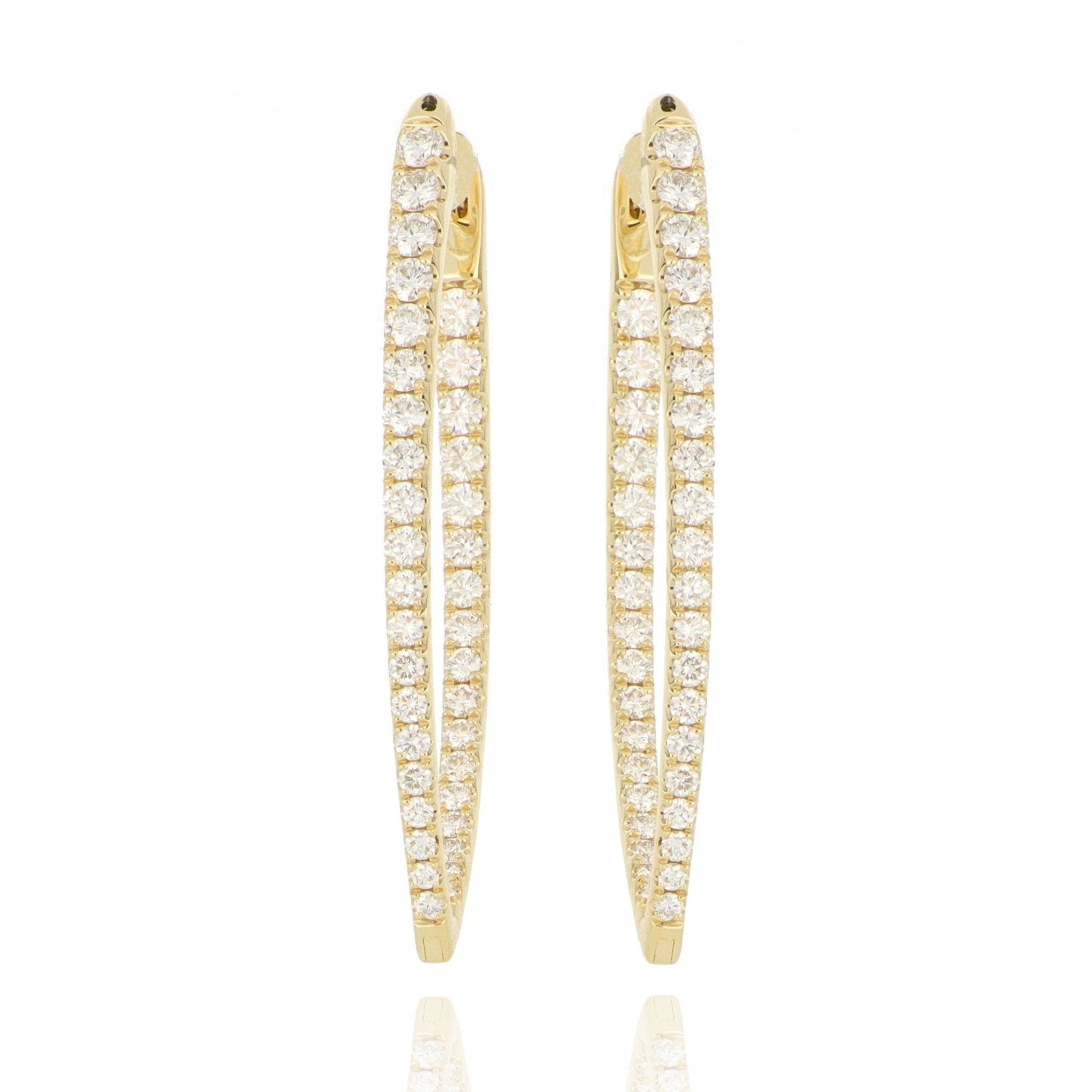 18k Yellow Gold Diamond Imperial Hoop Earrings