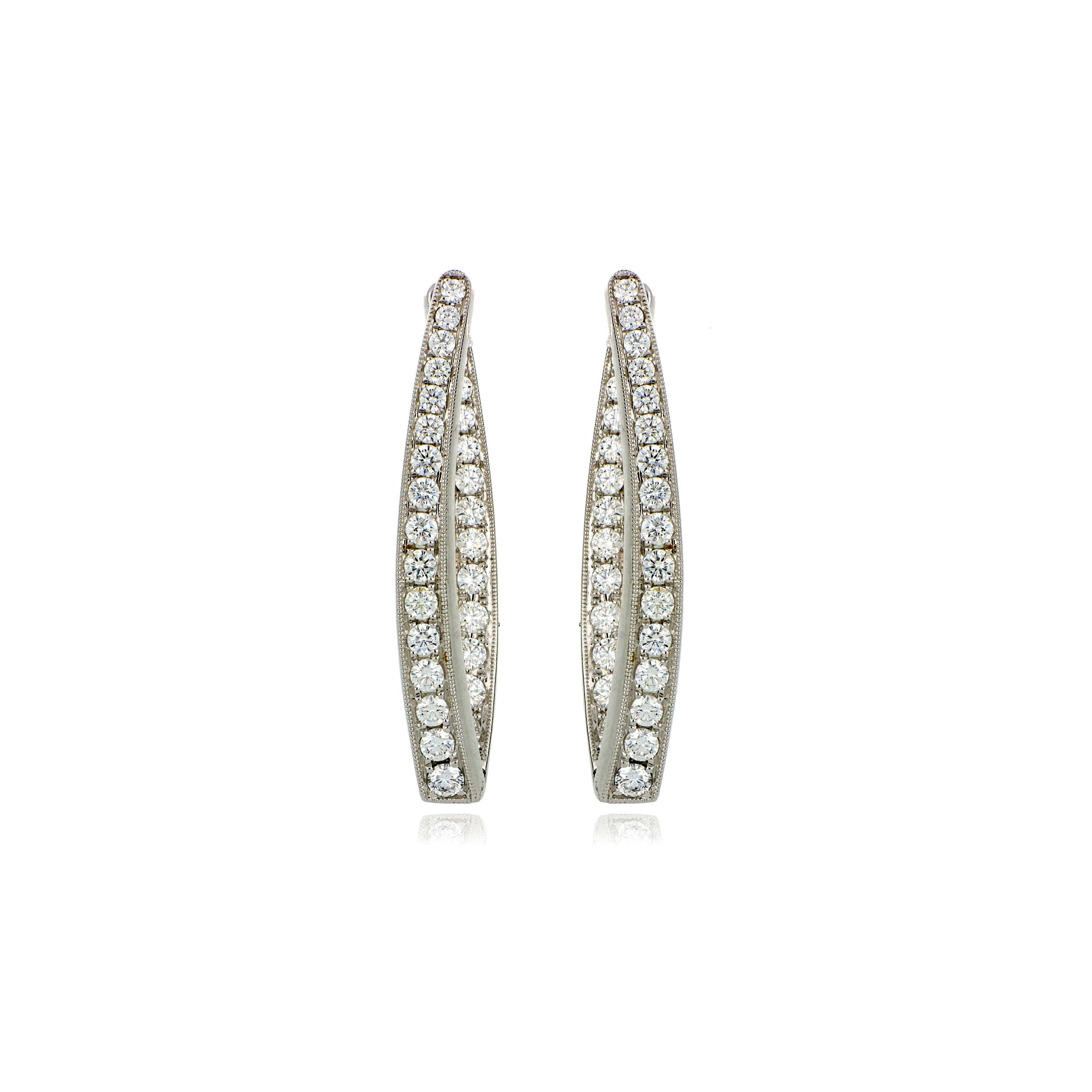 18k White Gold Diamond Inside Out Hoop Earrings