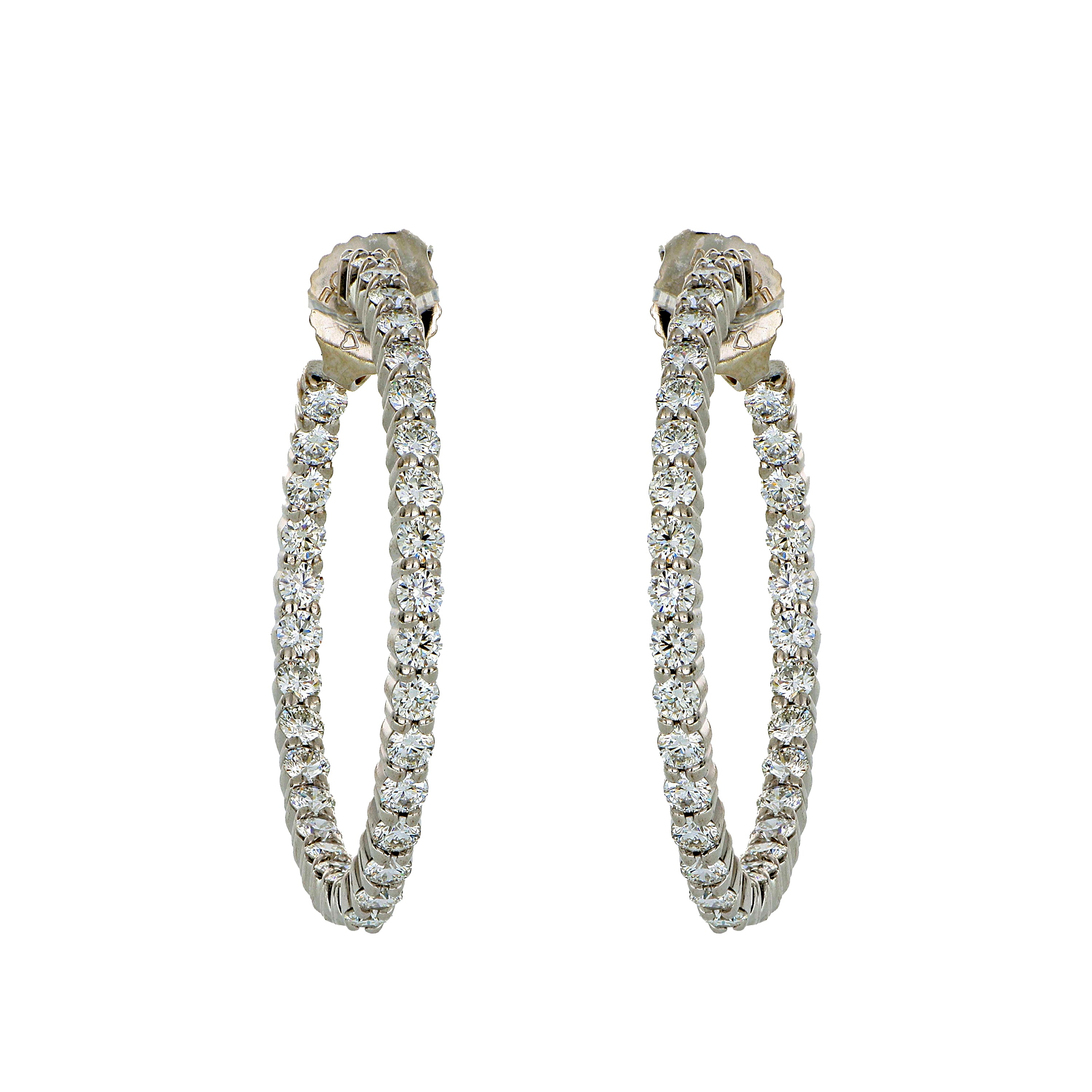 18k White Gold Hearts On Fire Diamond Hoops - Charles Koll Jewelers