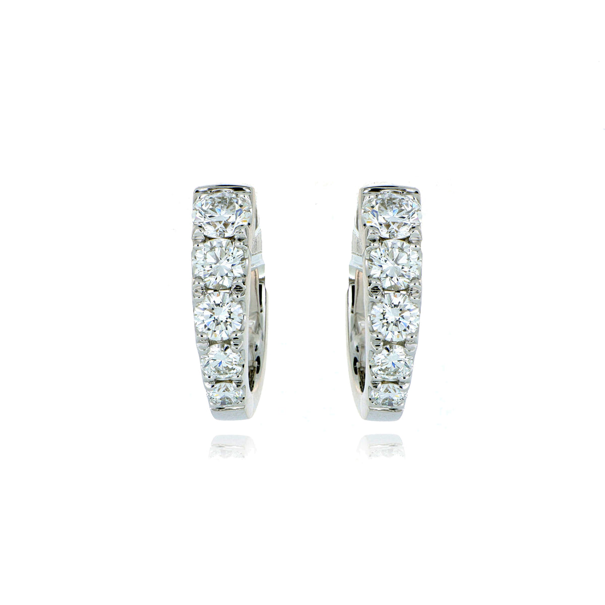 18k White Gold Diamond Huggies