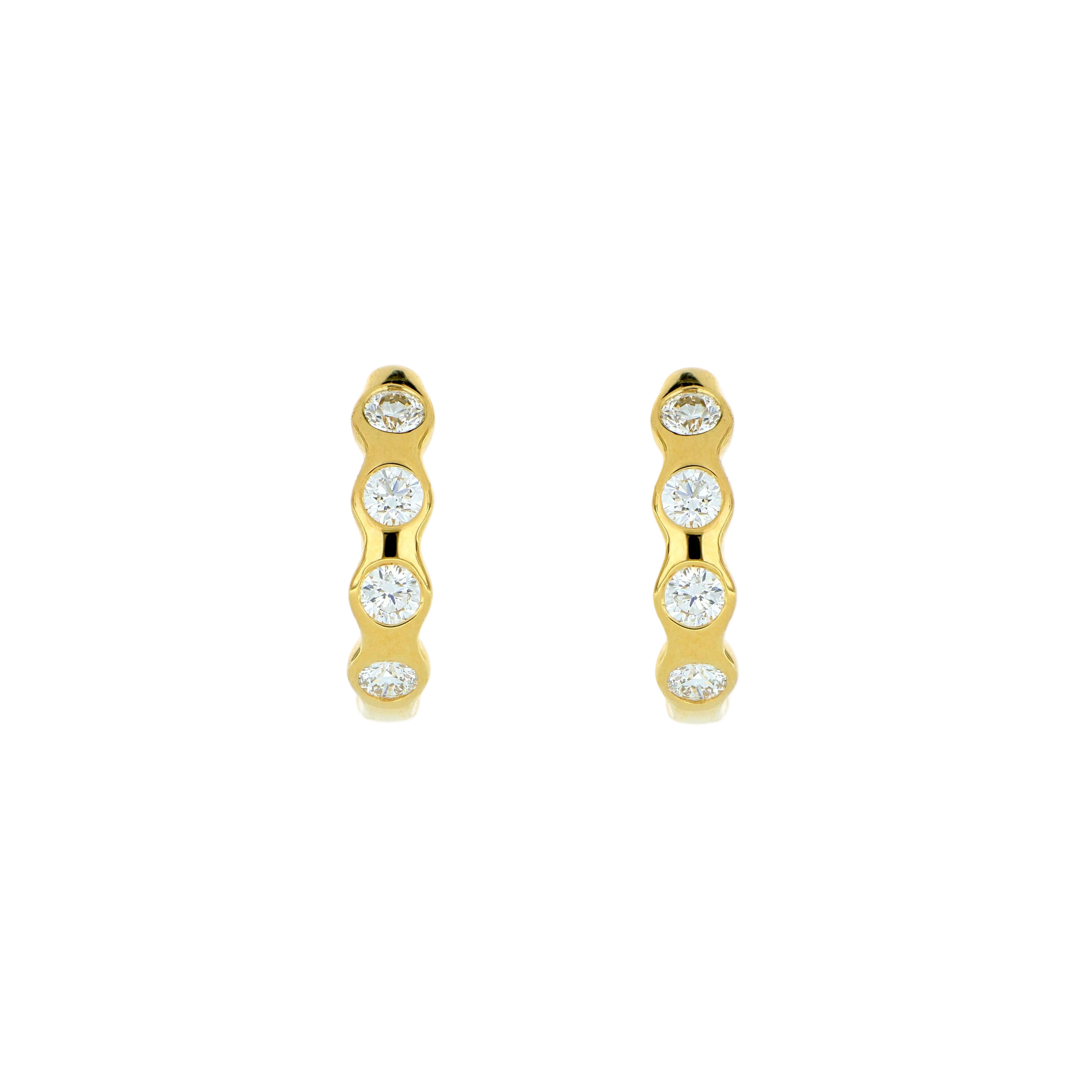 18k Yellow Gold Diamond Hoop Earrings