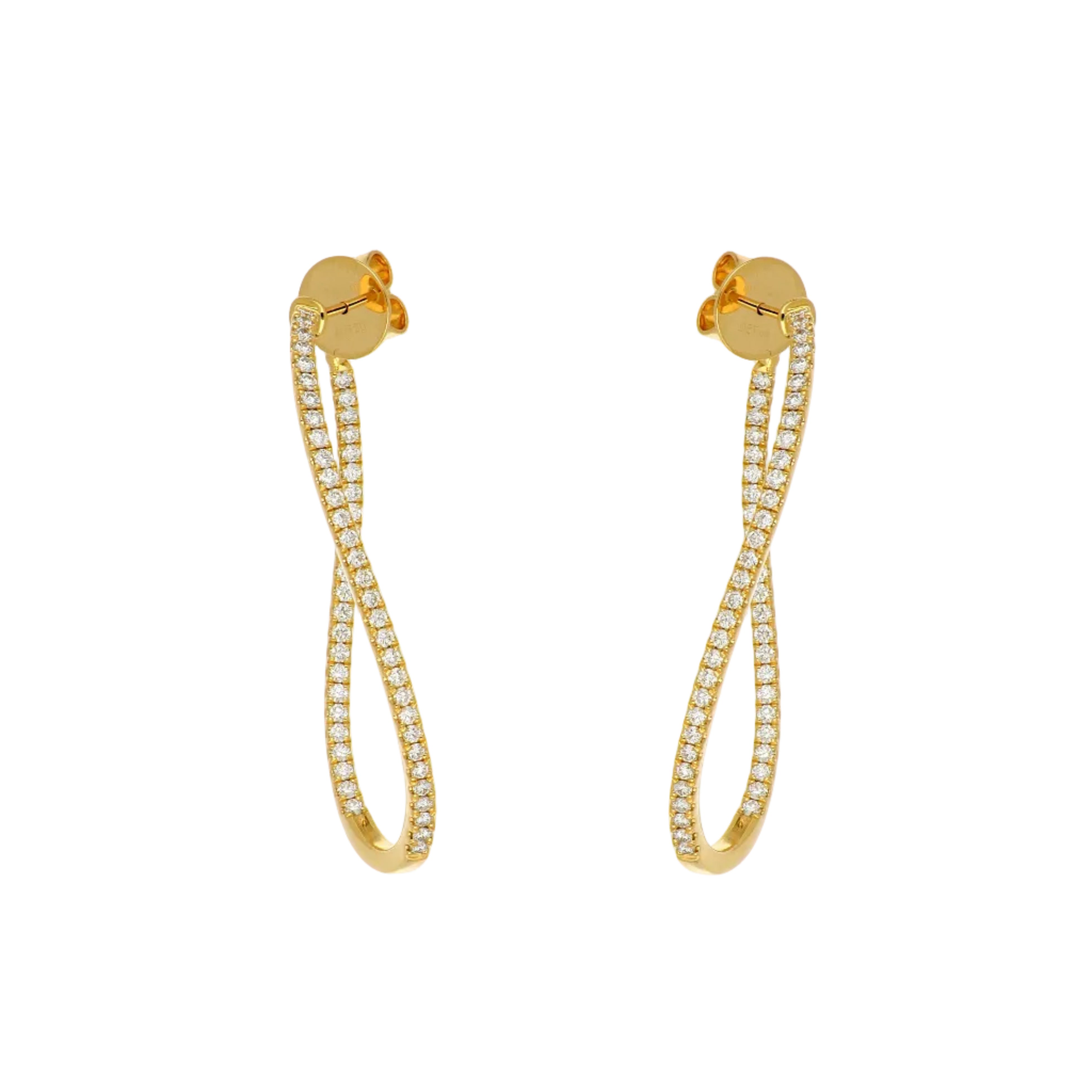 18k Yellow Gold Twisted Diamond Hoops