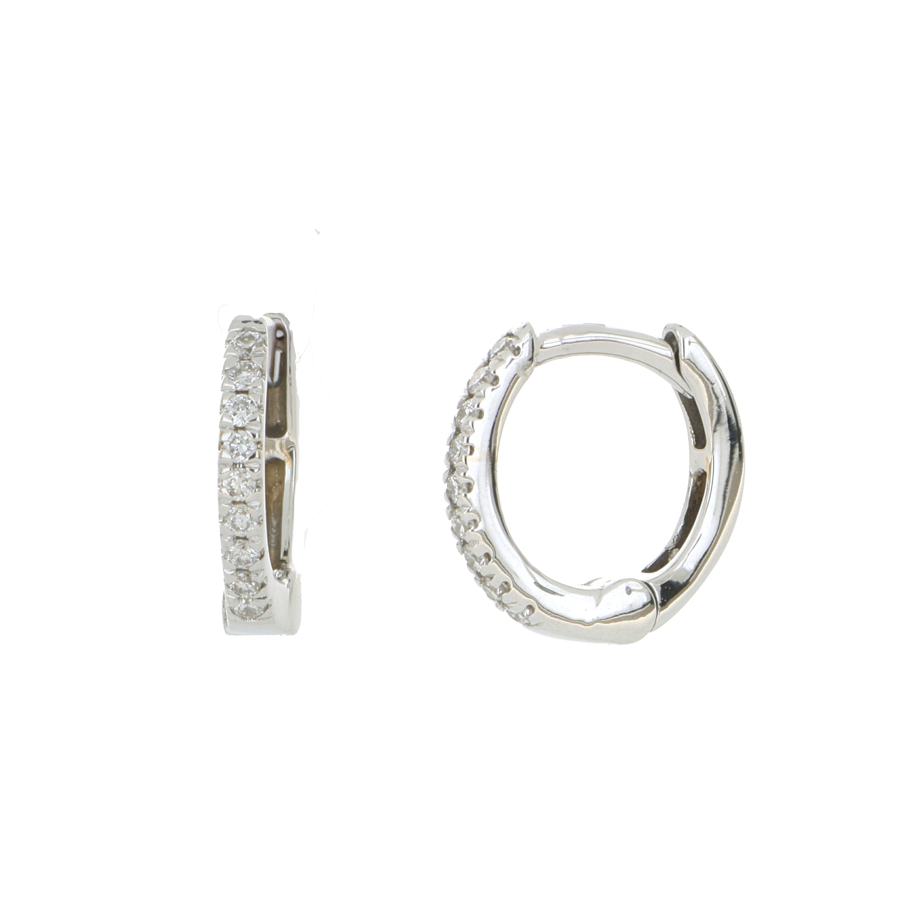 18k White Gold Diamond Mini Hoops Earrings