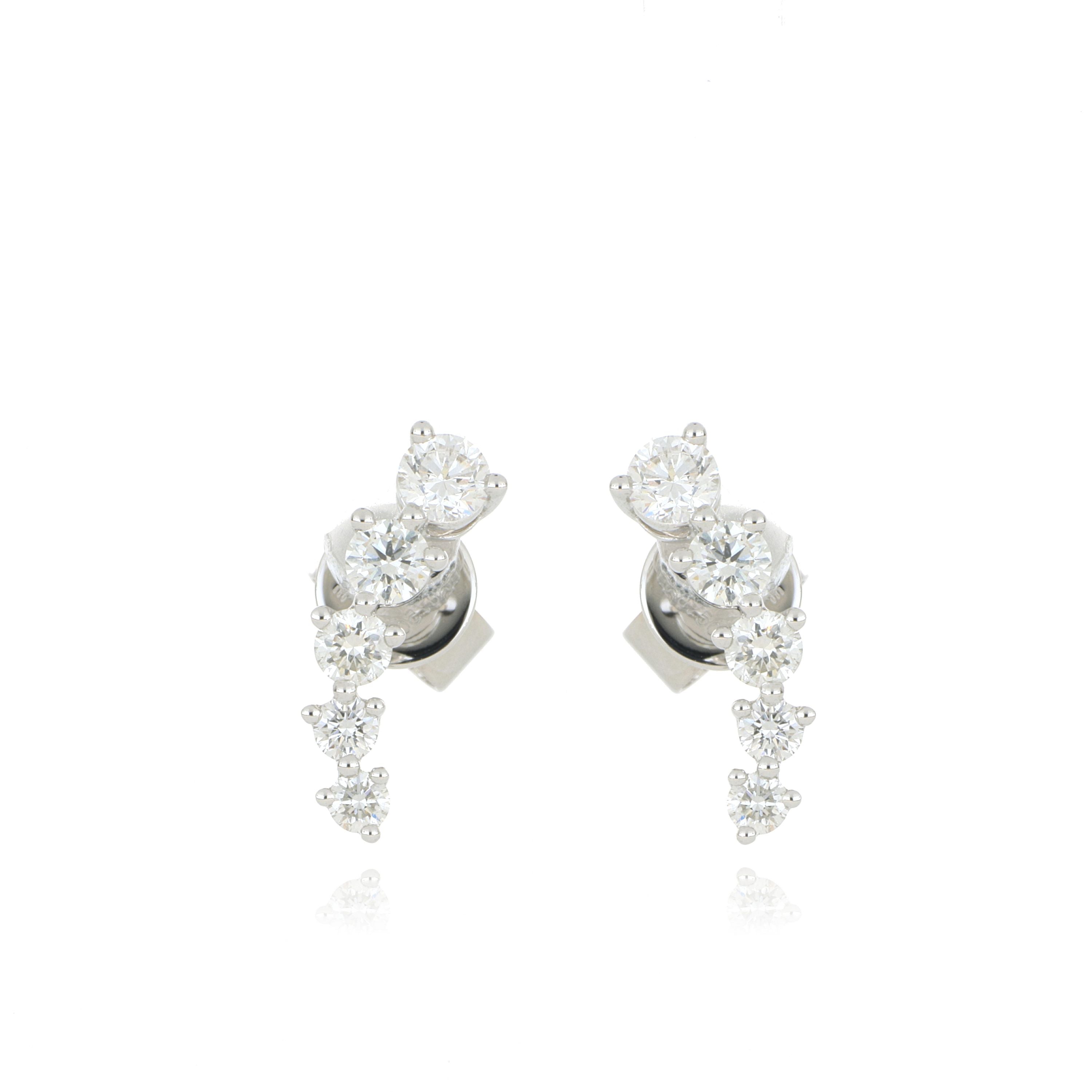 18k White Diamond Climber Earrings