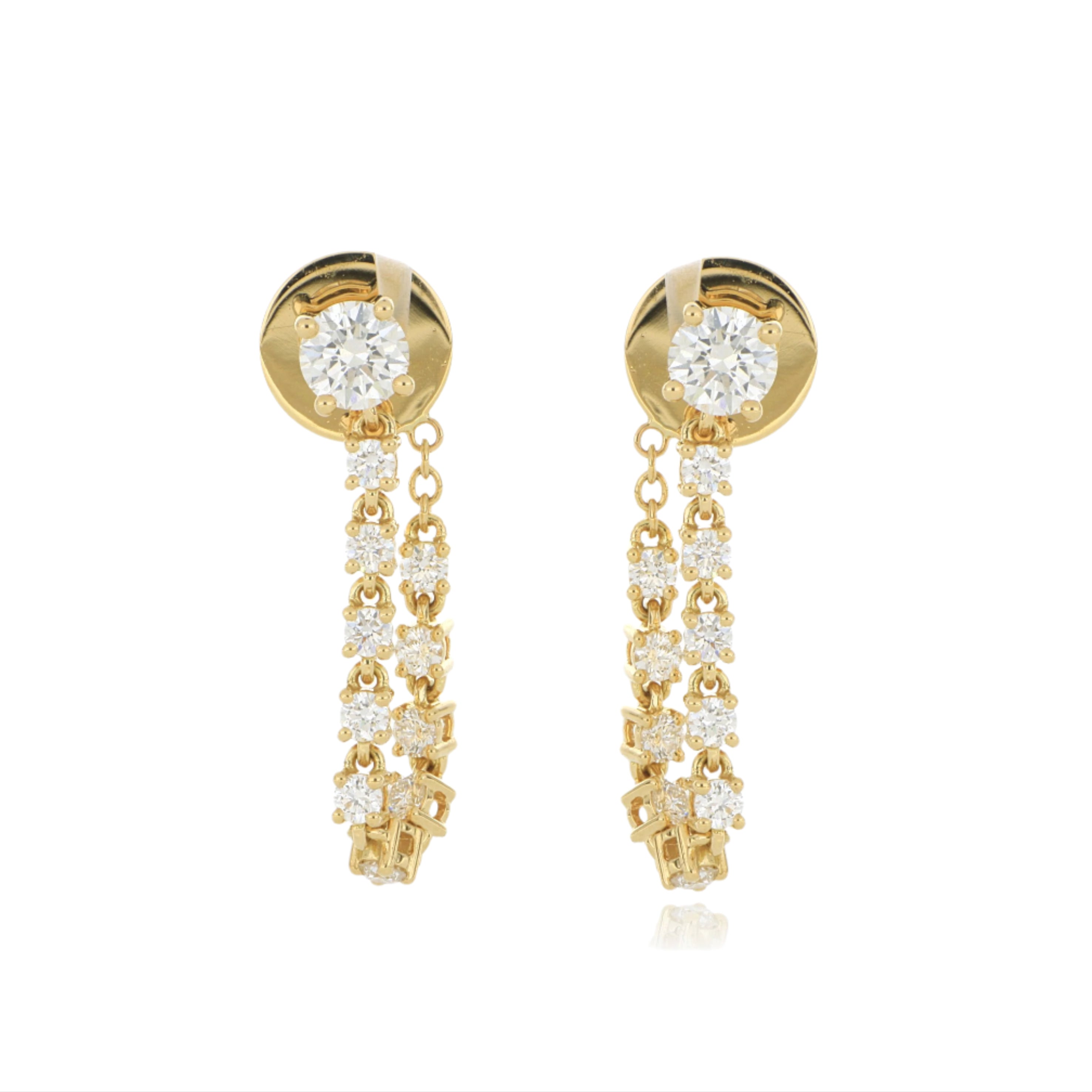 18k Yellow Gold Diamond Stiletto Dangle Earrings
