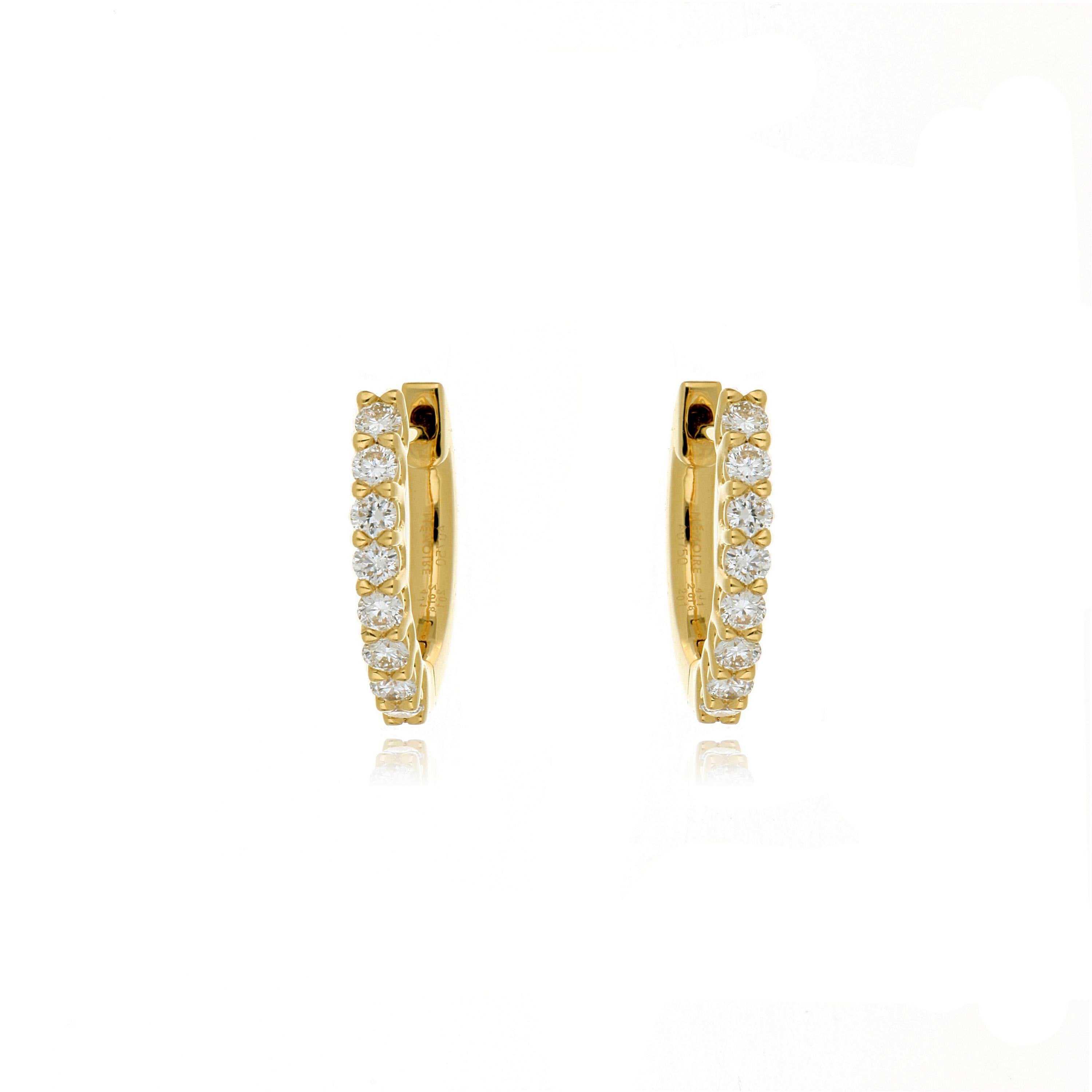 18k Yellow Gold Diamond Woven Huggies
