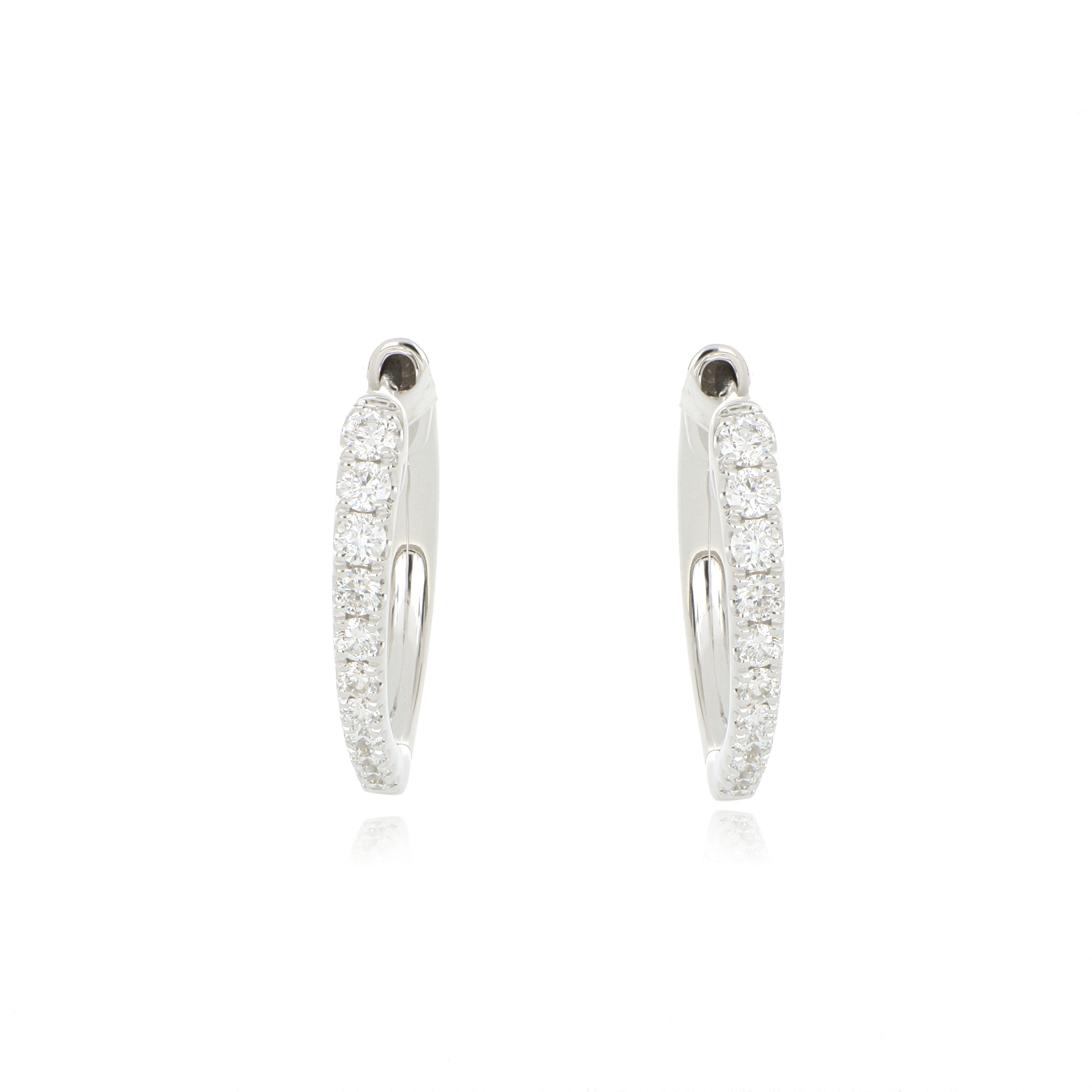 18k White Gold Diamond Huggies