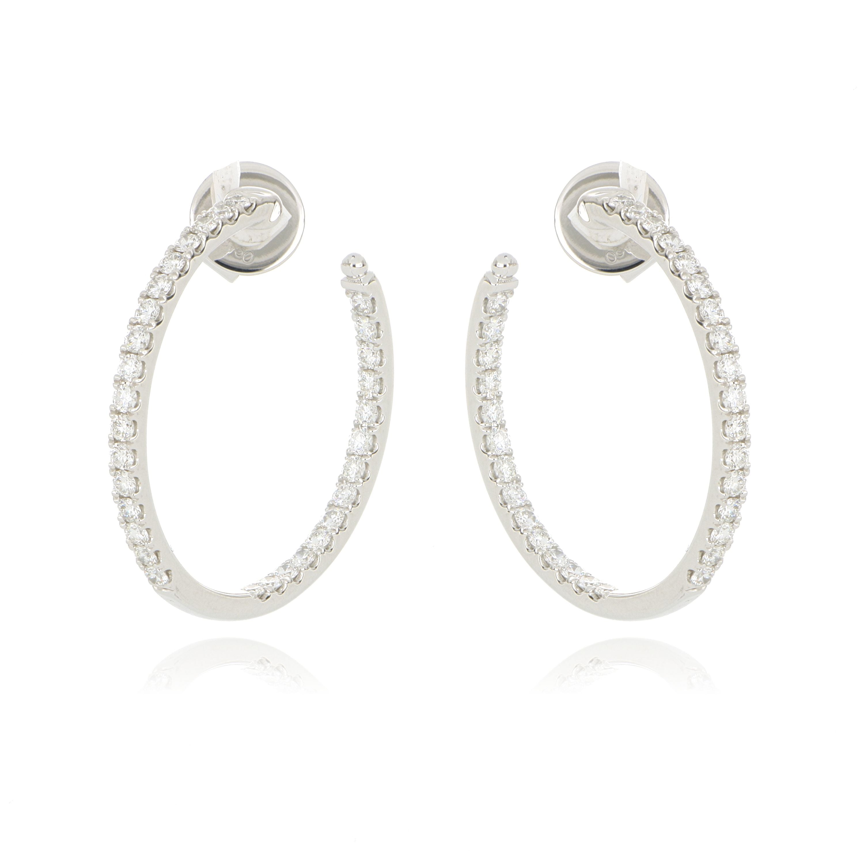 18k White Gold Diamond Hoop Earrings