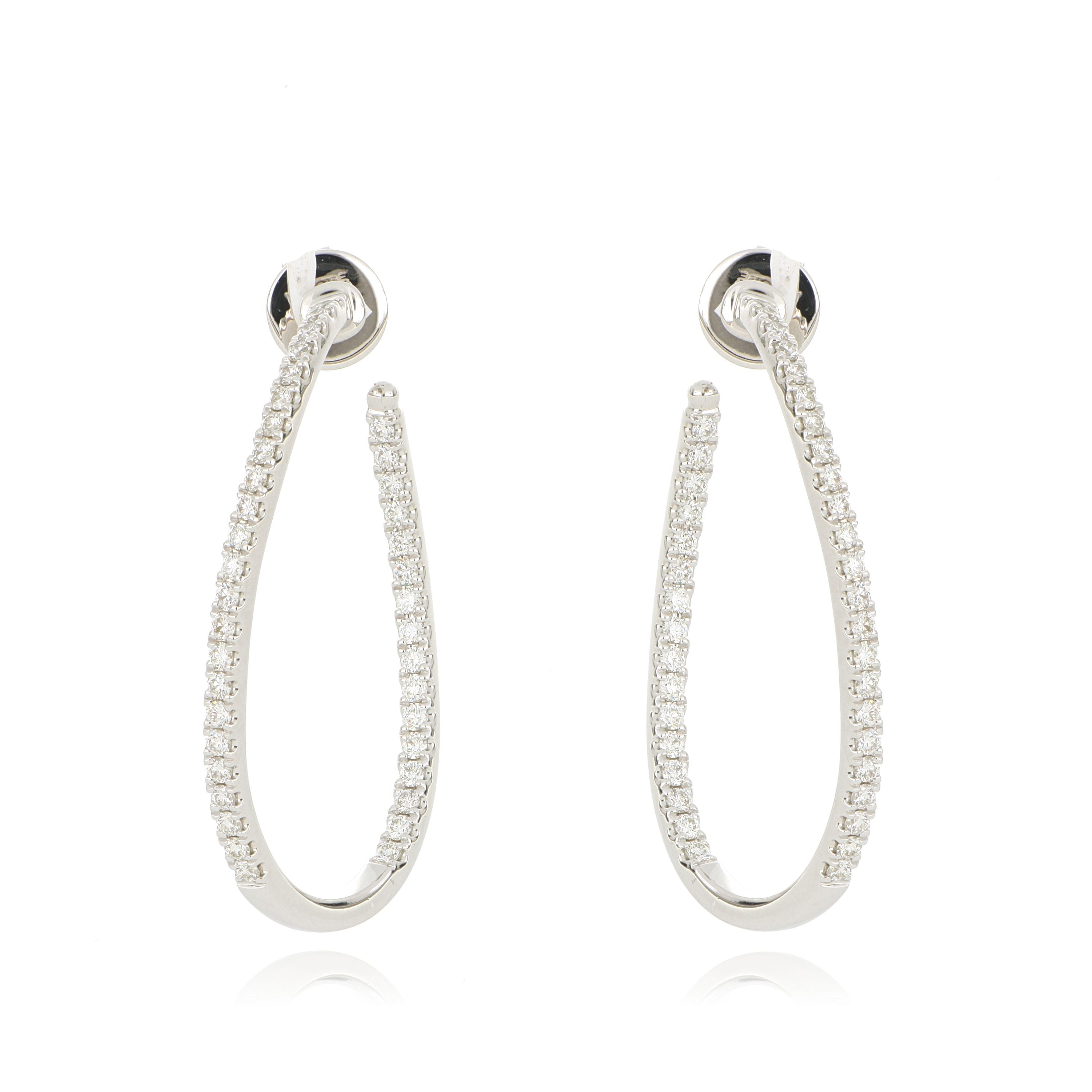 18k White Gold Diamond Twist Hoop Earrings
