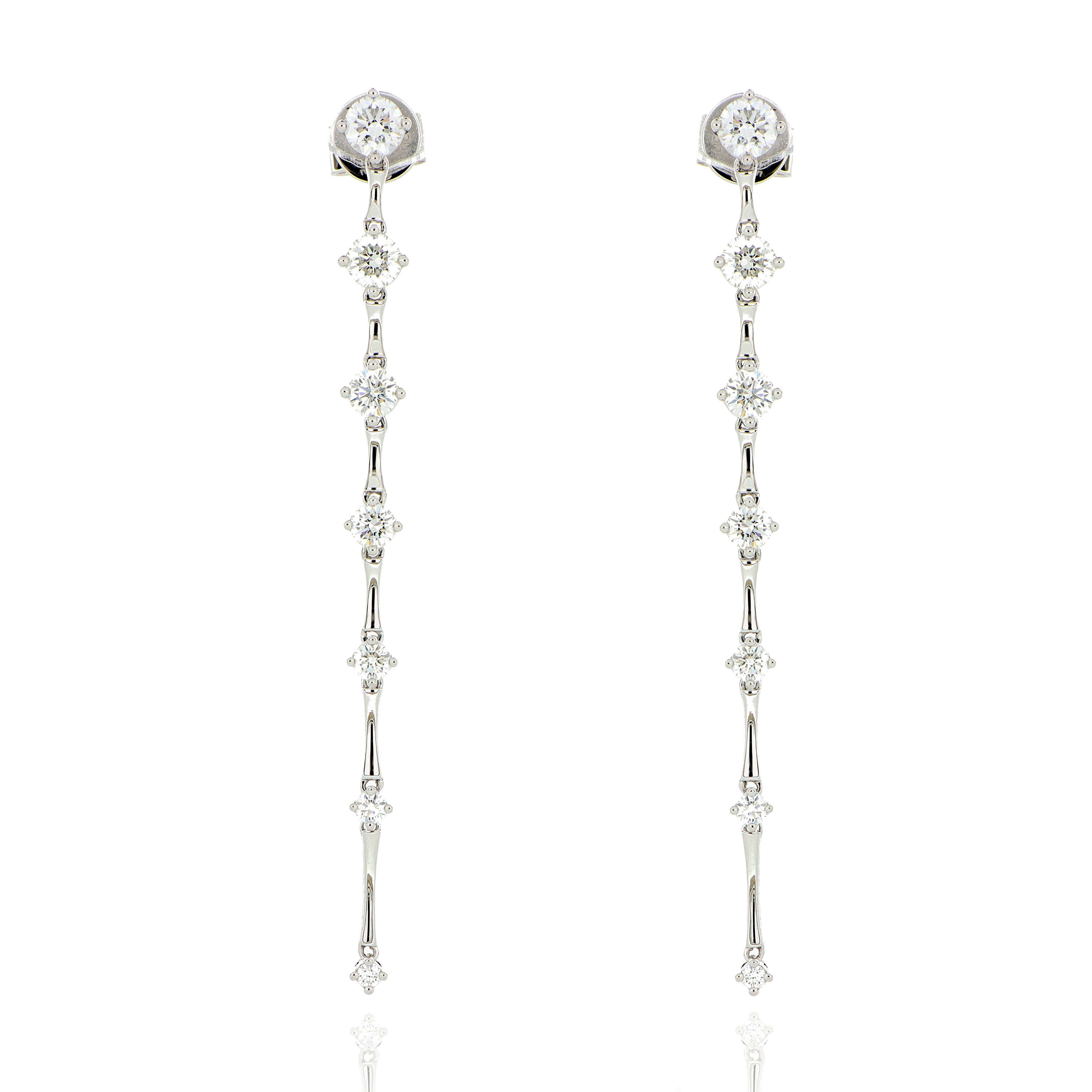 18k White Gold Diamond Cadence Drop Earrings - Charles Koll Jewelers